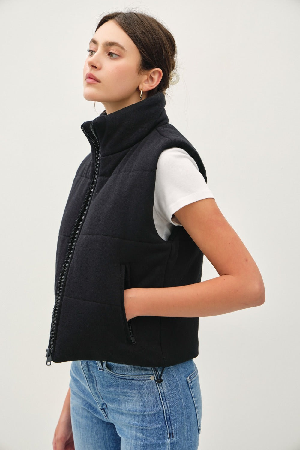 Blue Zone Planet | Be Cool Zip Up Turtleneck Puffer Vest with Pockets-TOPS / DRESSES-[Adult]-[Female]-2022 Online Blue Zone Planet