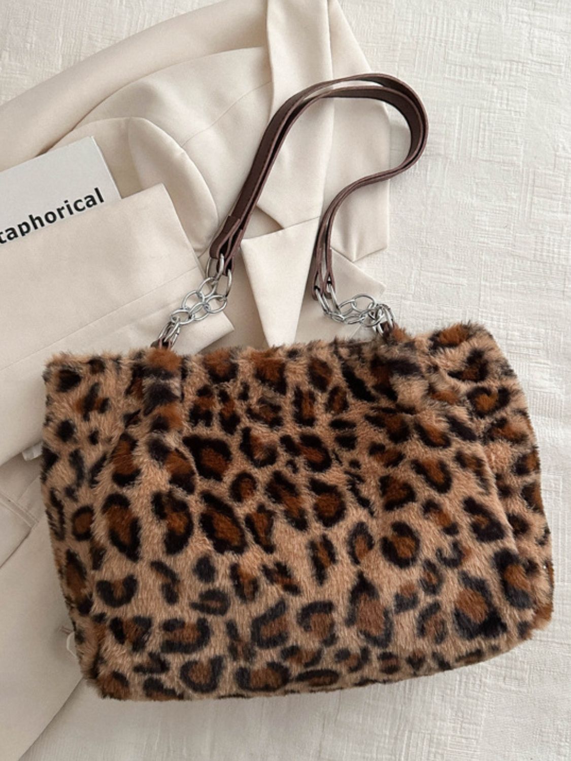 Faux Fur Leopard Shoulder Bag-HANDBAGS-[Adult]-[Female]-2022 Online Blue Zone Planet