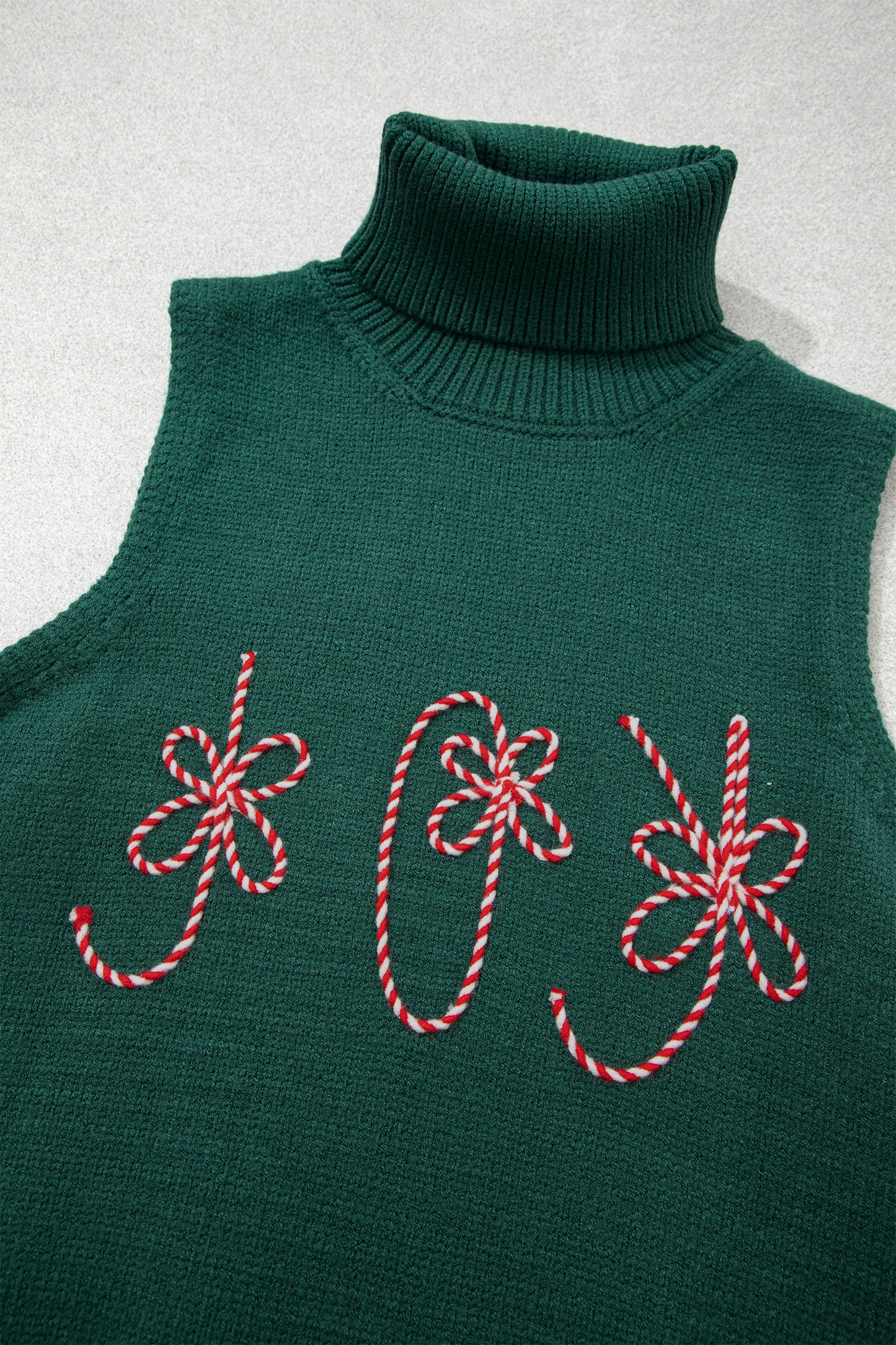 Evergreen High Neck Sleeveless Embroidered Knit Sweater Vest-TOPS / DRESSES-[Adult]-[Female]-2022 Online Blue Zone Planet