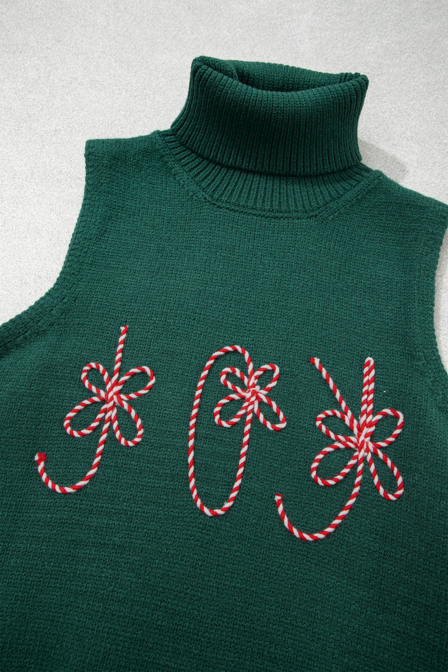 Evergreen High Neck Sleeveless Embroidered Knit Sweater Vest-TOPS / DRESSES-[Adult]-[Female]-2022 Online Blue Zone Planet