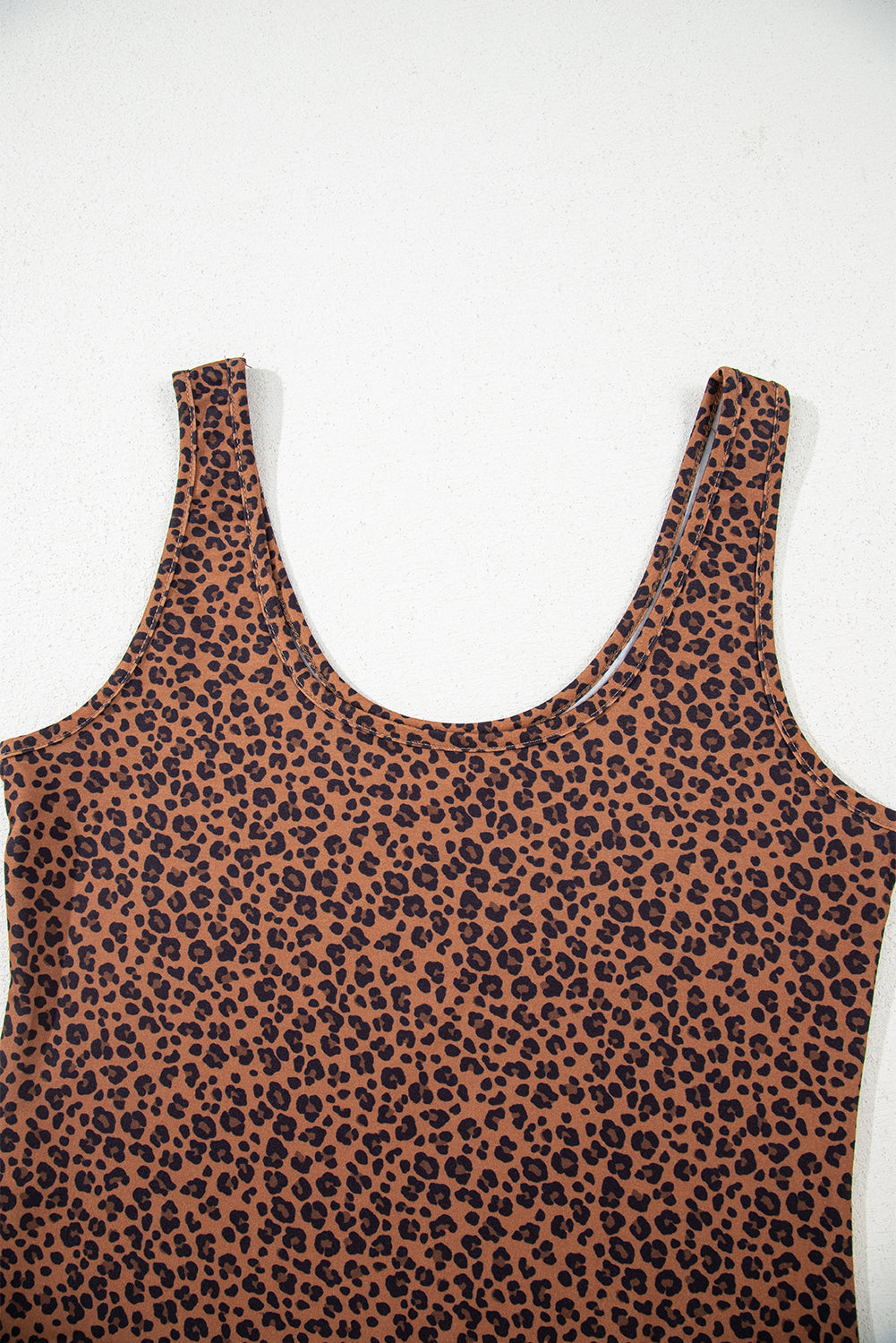 Brown Leopard Printed Sleeveless Scoop Neck Bodysuit-Tops/Bodysuits-[Adult]-[Female]-2022 Online Blue Zone Planet