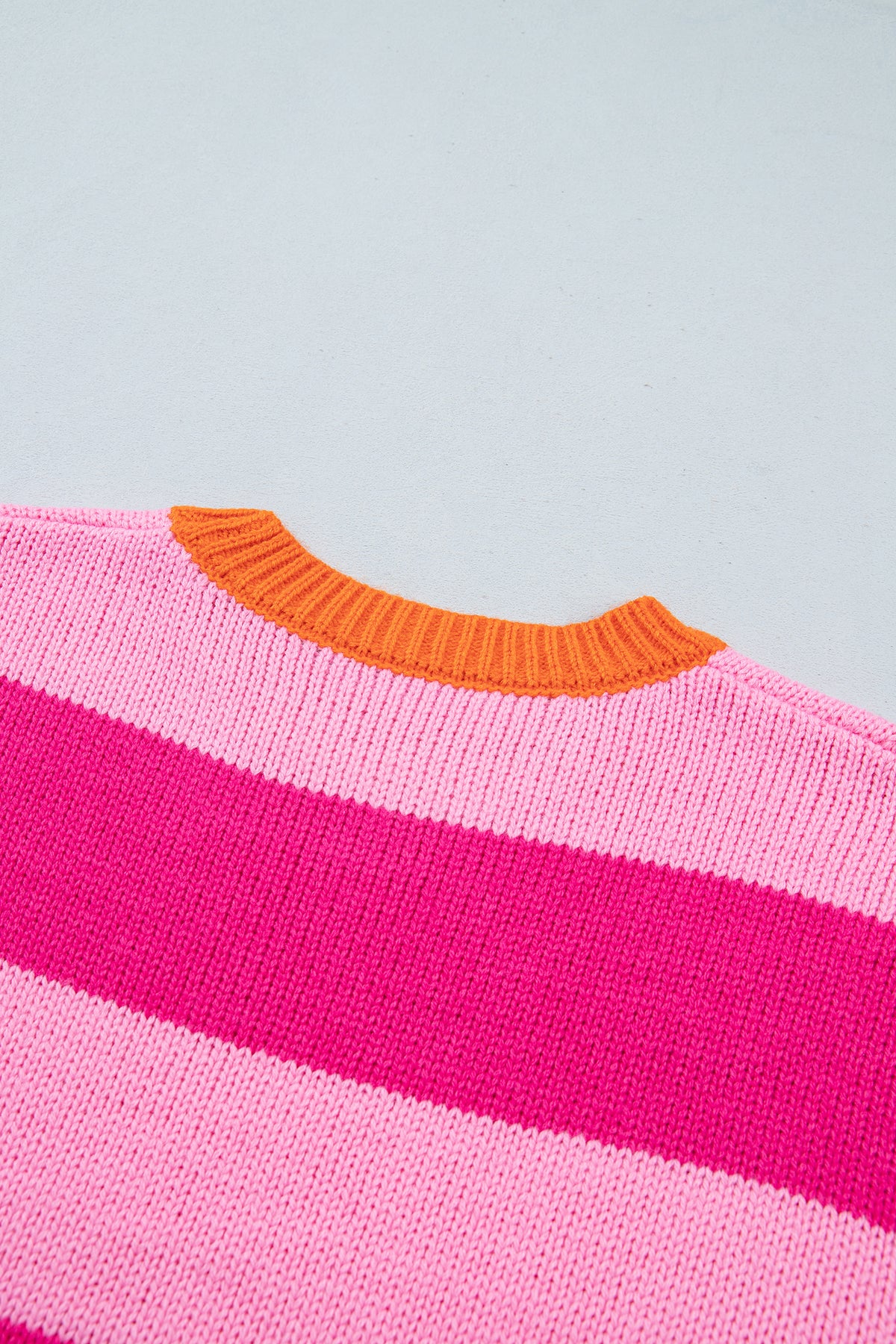 Rose Stripe Casual Colorblock Knit Drop Shoulder Relaxed Sweater-TOPS / DRESSES-[Adult]-[Female]-2022 Online Blue Zone Planet