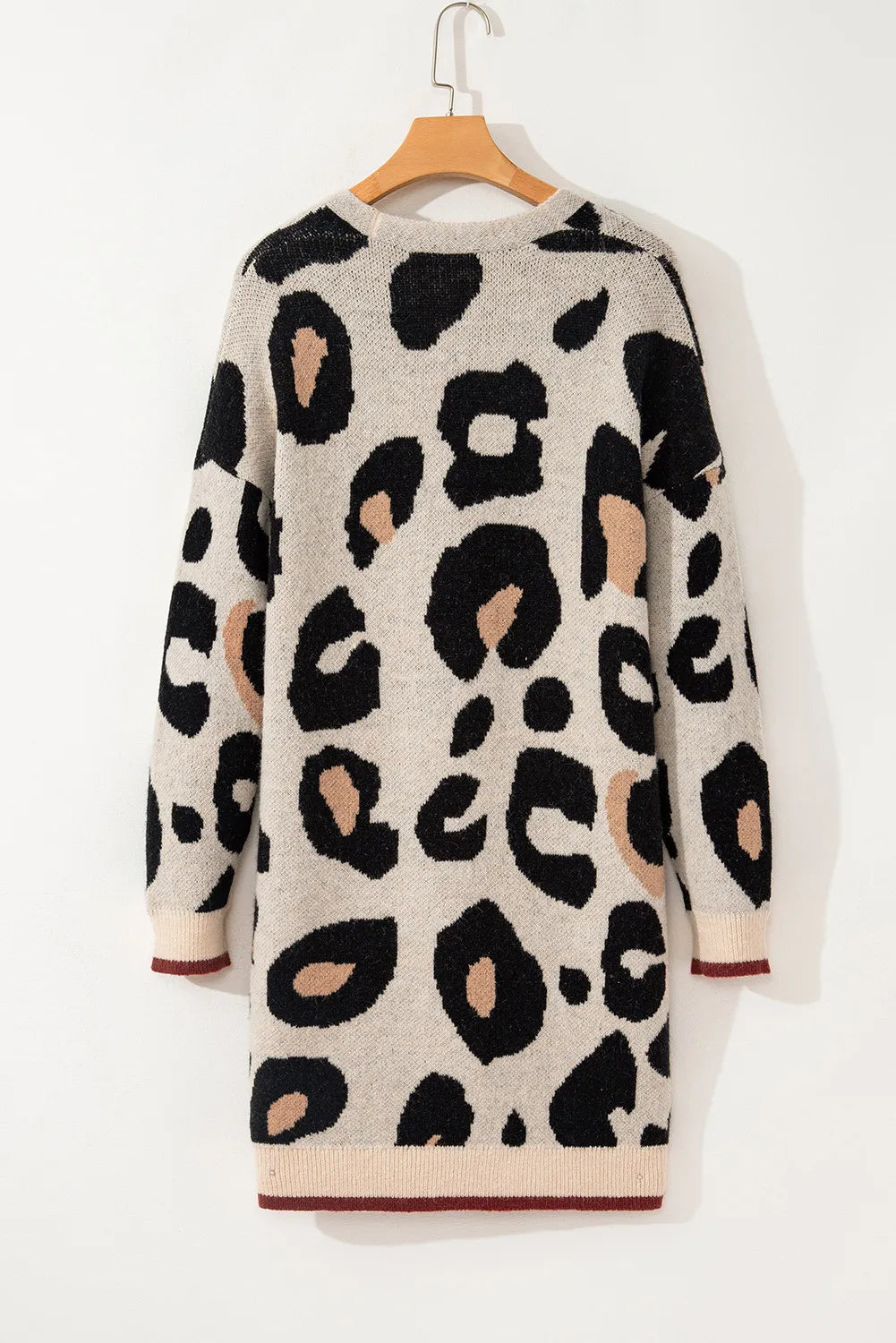 Leopard Open Front Long Sleeve Cardigan-TOPS / DRESSES-[Adult]-[Female]-2022 Online Blue Zone Planet