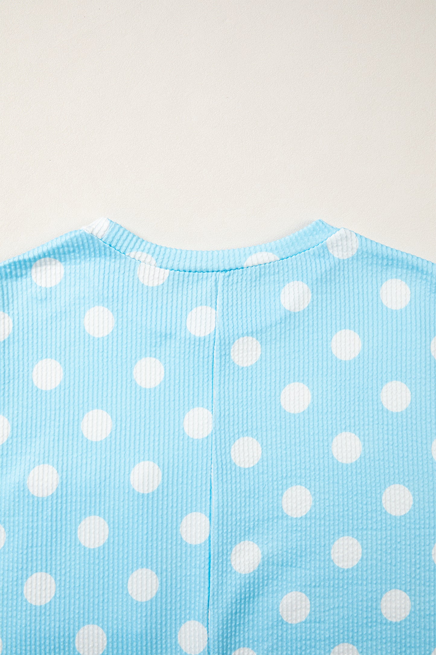 Pink Polka Dot Round Neck Drop Shoulder Patch Pocket Jacquard Texture Top-Tops/Tops & Tees-[Adult]-[Female]-2022 Online Blue Zone Planet