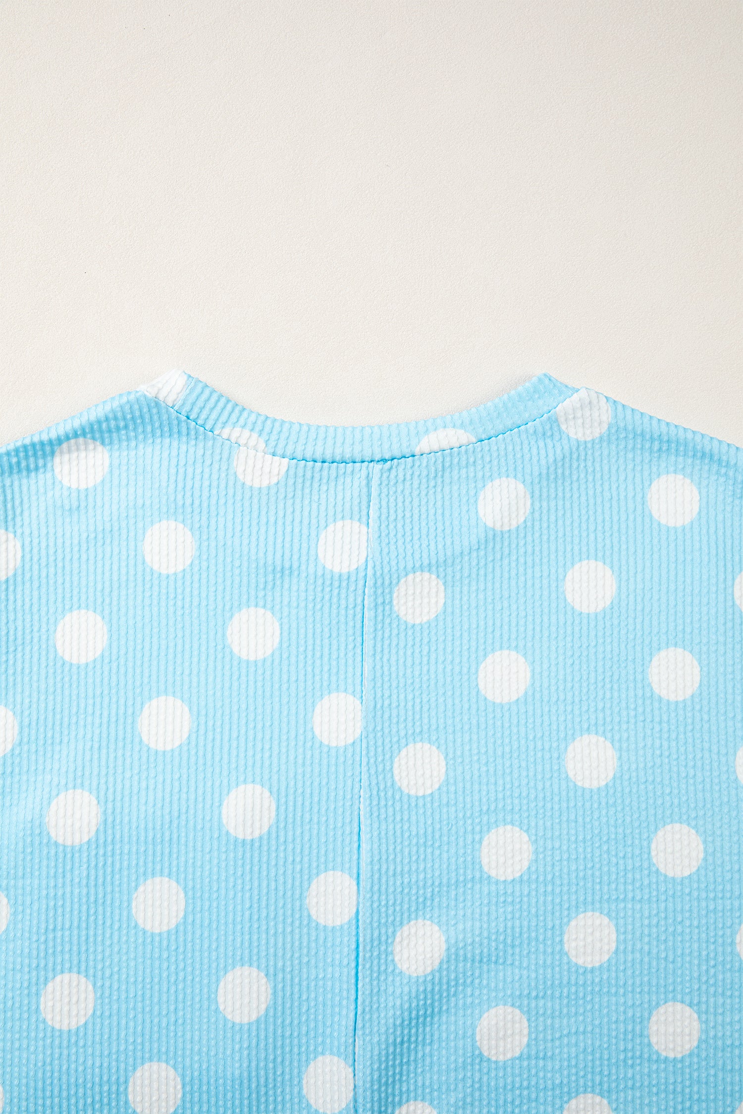Pink Polka Dot Round Neck Drop Shoulder Patch Pocket Jacquard Texture Top-Tops/Tops & Tees-[Adult]-[Female]-2022 Online Blue Zone Planet