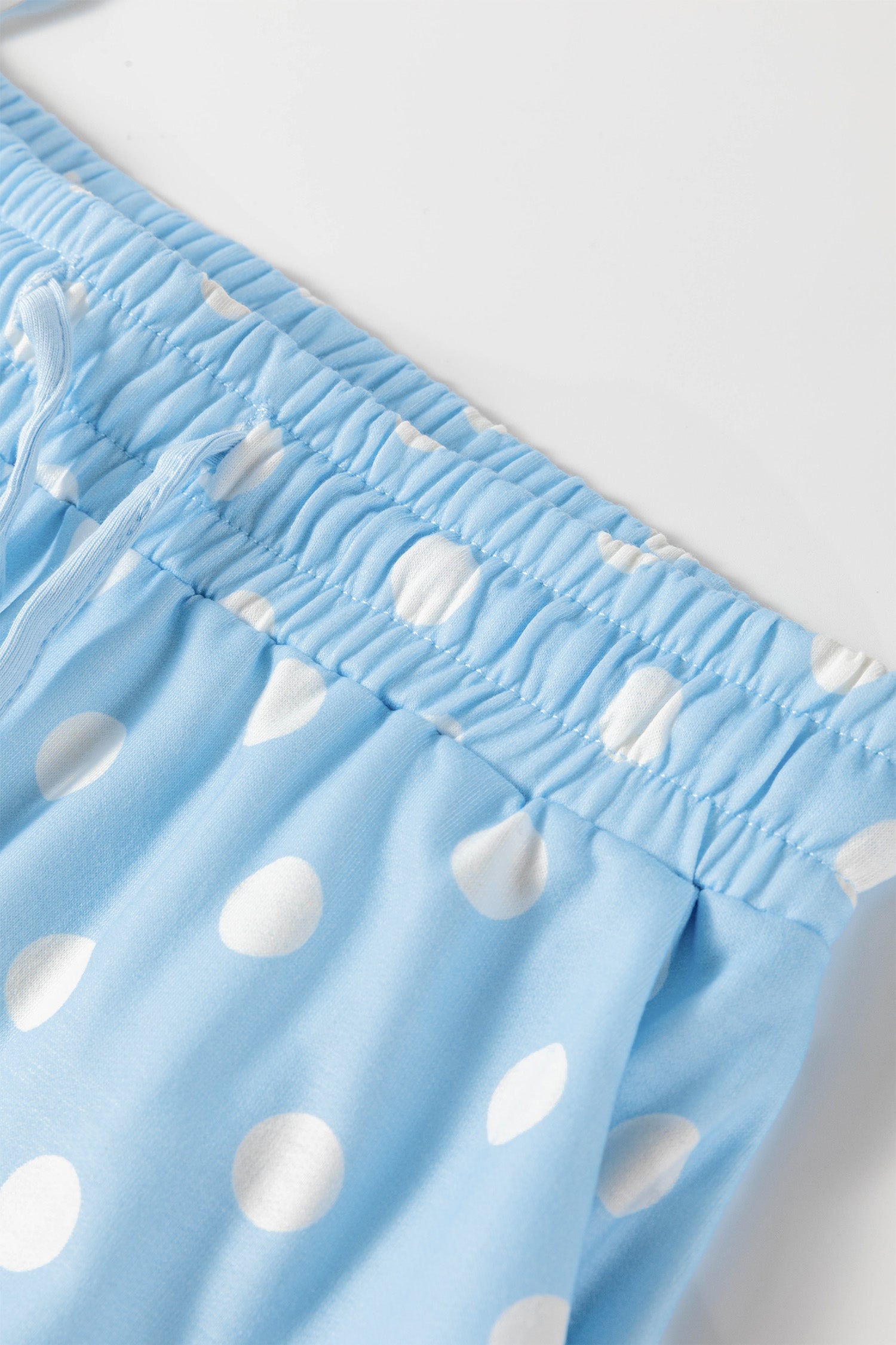 Sky Blue Polka Dot Oversized Top Drawstring Short Set-Two Piece Sets/Short Sets-[Adult]-[Female]-2022 Online Blue Zone Planet