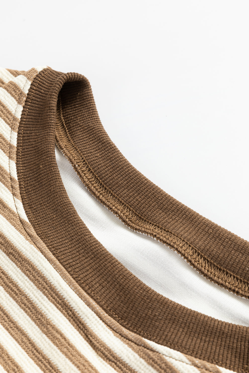 Blue Zone Planet | Brown Stripe Loose Drop Shoulder Long Sleeve Top-Tops/Long Sleeve Tops-[Adult]-[Female]-2022 Online Blue Zone Planet