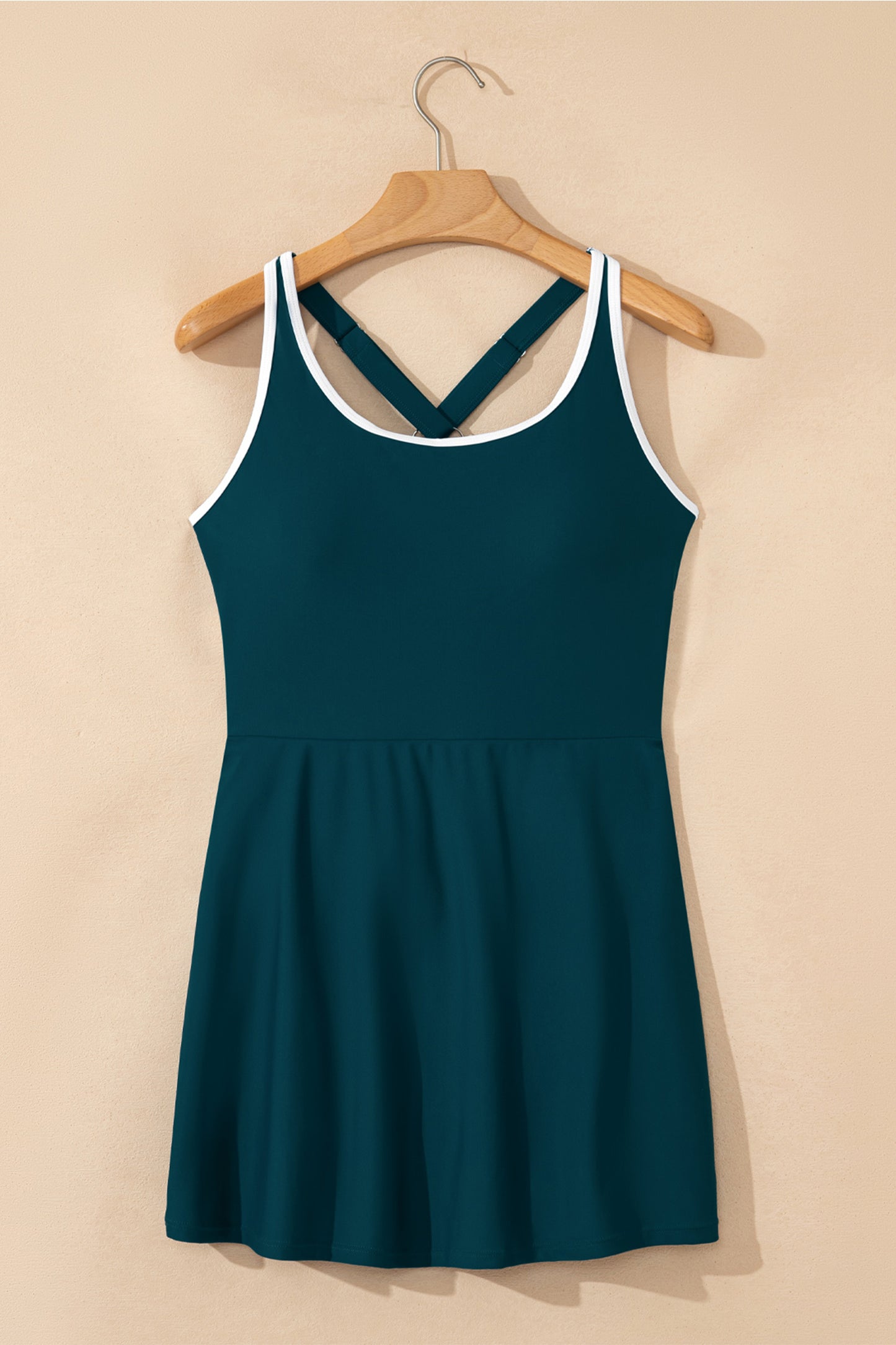 Blue Sapphire Contrast Edge Ruffled High Waist One Piece Swim Dress-TOPS / DRESSES-[Adult]-[Female]-2022 Online Blue Zone Planet