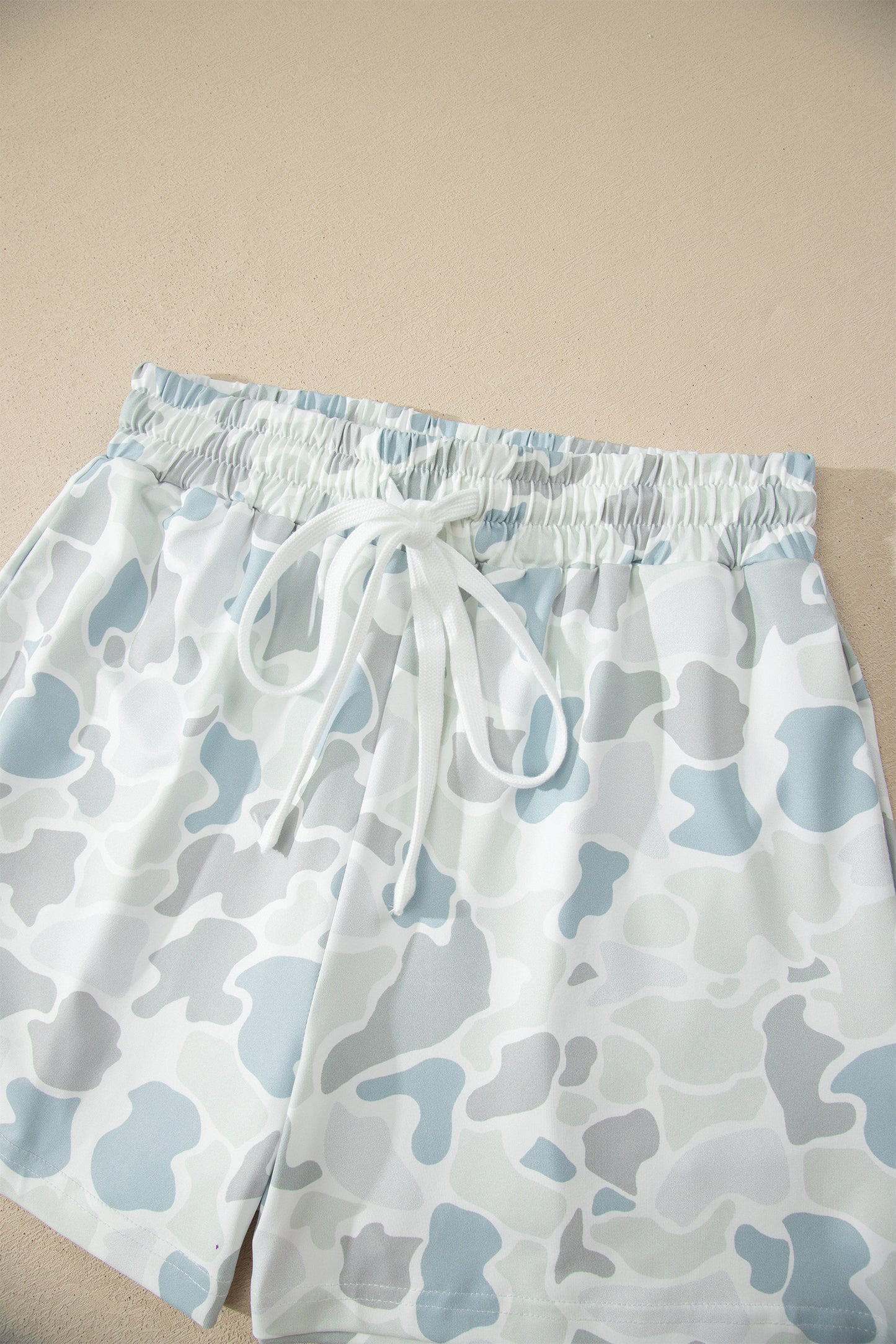 Multicolour Camouflage Print Casual Tee Drawstring Short Set-Two Piece Sets/Short Sets-[Adult]-[Female]-2022 Online Blue Zone Planet