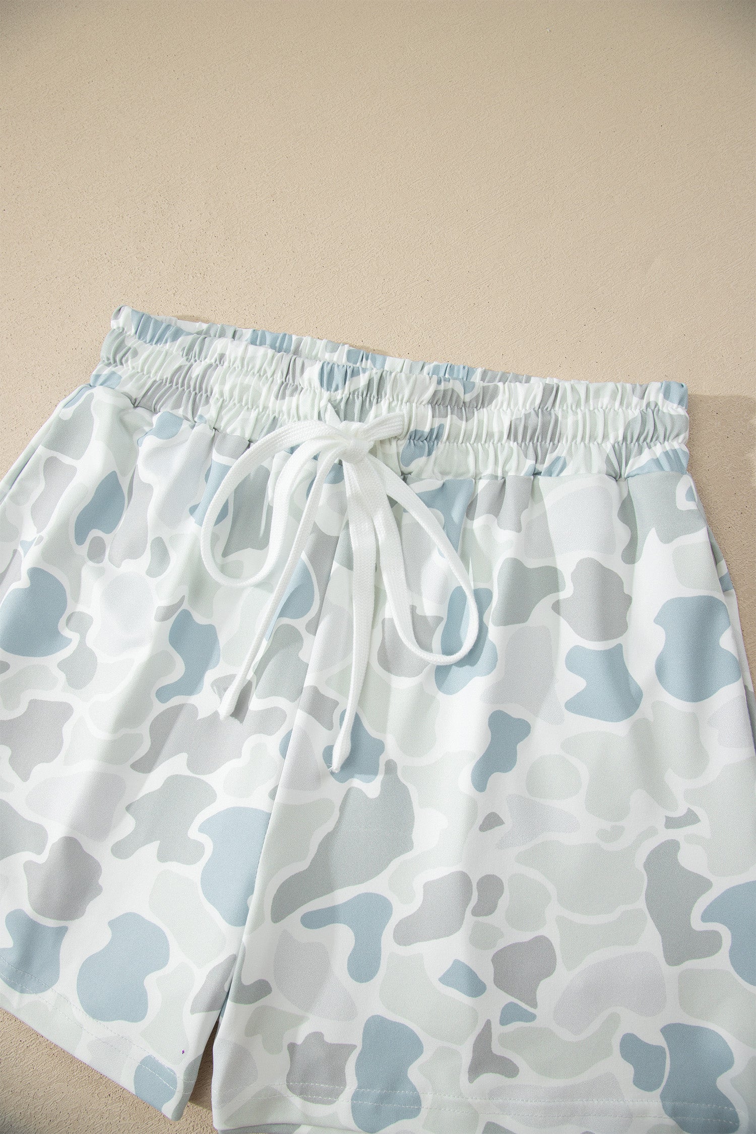 Multicolour Camouflage Print Casual Tee Drawstring Short Set-Two Piece Sets/Short Sets-[Adult]-[Female]-2022 Online Blue Zone Planet