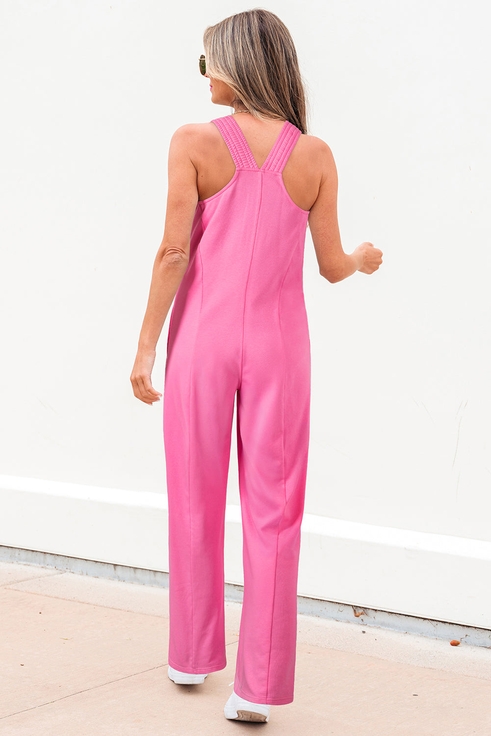 Bonbon Mineral Wash Raw Seam Patchwork Wide Leg Loose Jumpsuit-Bottoms/Jumpsuits & Rompers-[Adult]-[Female]-2022 Online Blue Zone Planet