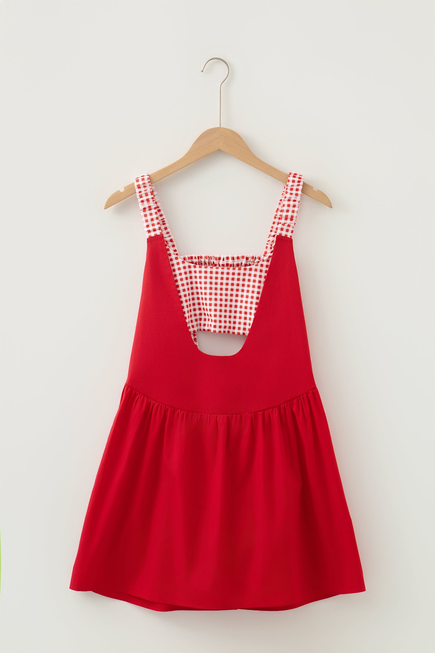 Yellow Cream Faux Two Piece Gingham Contrast Patchwork Loose Mini Dress-TOPS / DRESSES-[Adult]-[Female]-2022 Online Blue Zone Planet