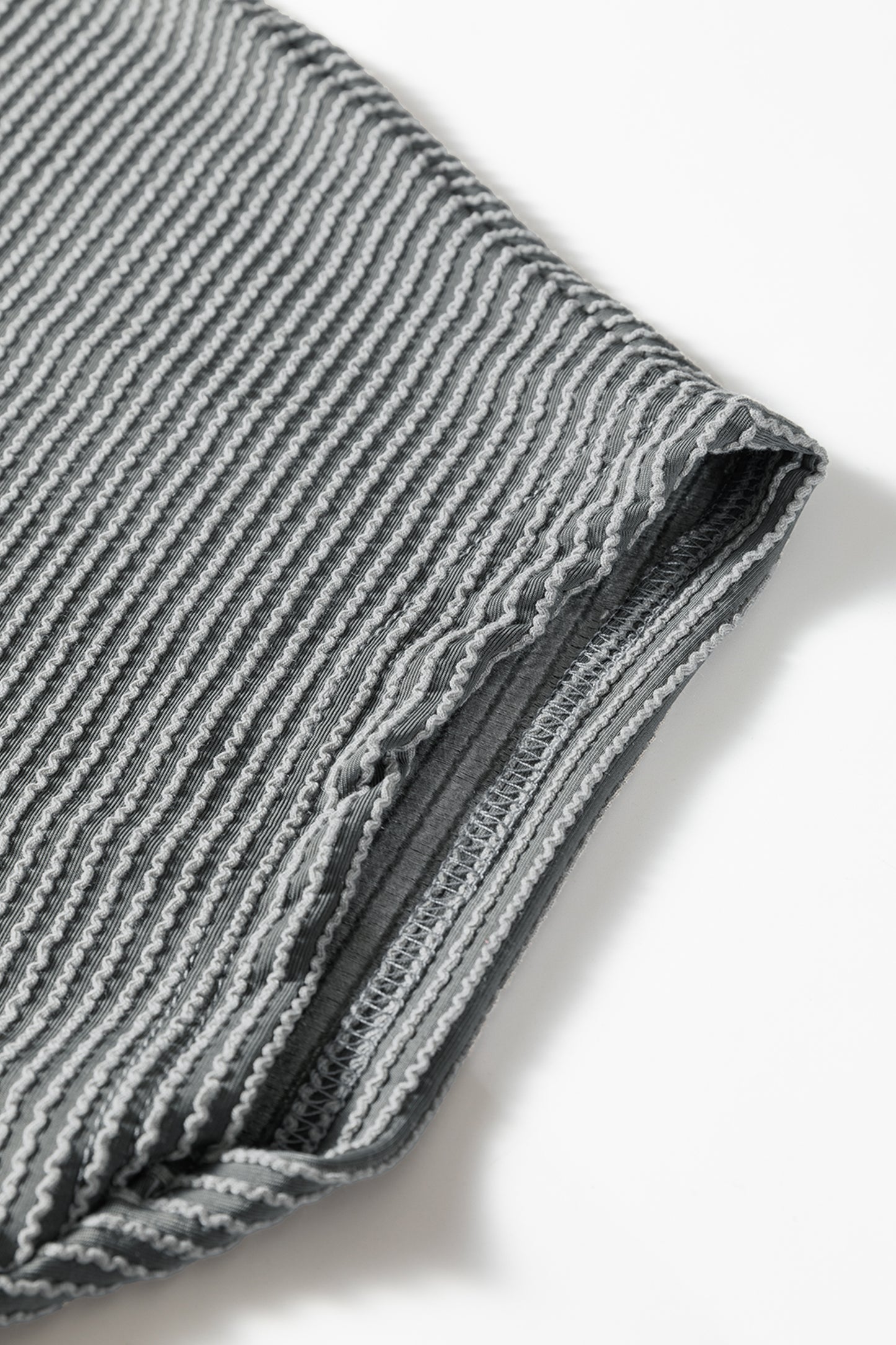 Dark Grey Twisted Ribbed High Neck Loose Tee Elastic High Waist Loose Pant Set-Two Piece Sets/Pant Sets-[Adult]-[Female]-2022 Online Blue Zone Planet