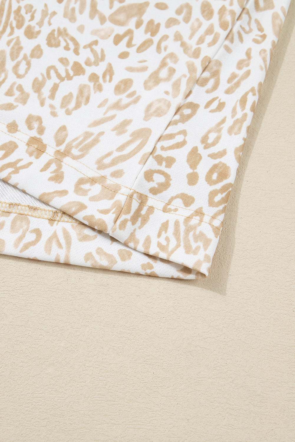 Khaki Plus Size Ruffled Arm Leopard Sweatshirt-Plus Size/Plus Size Sweatshirts & Hoodies-[Adult]-[Female]-2022 Online Blue Zone Planet