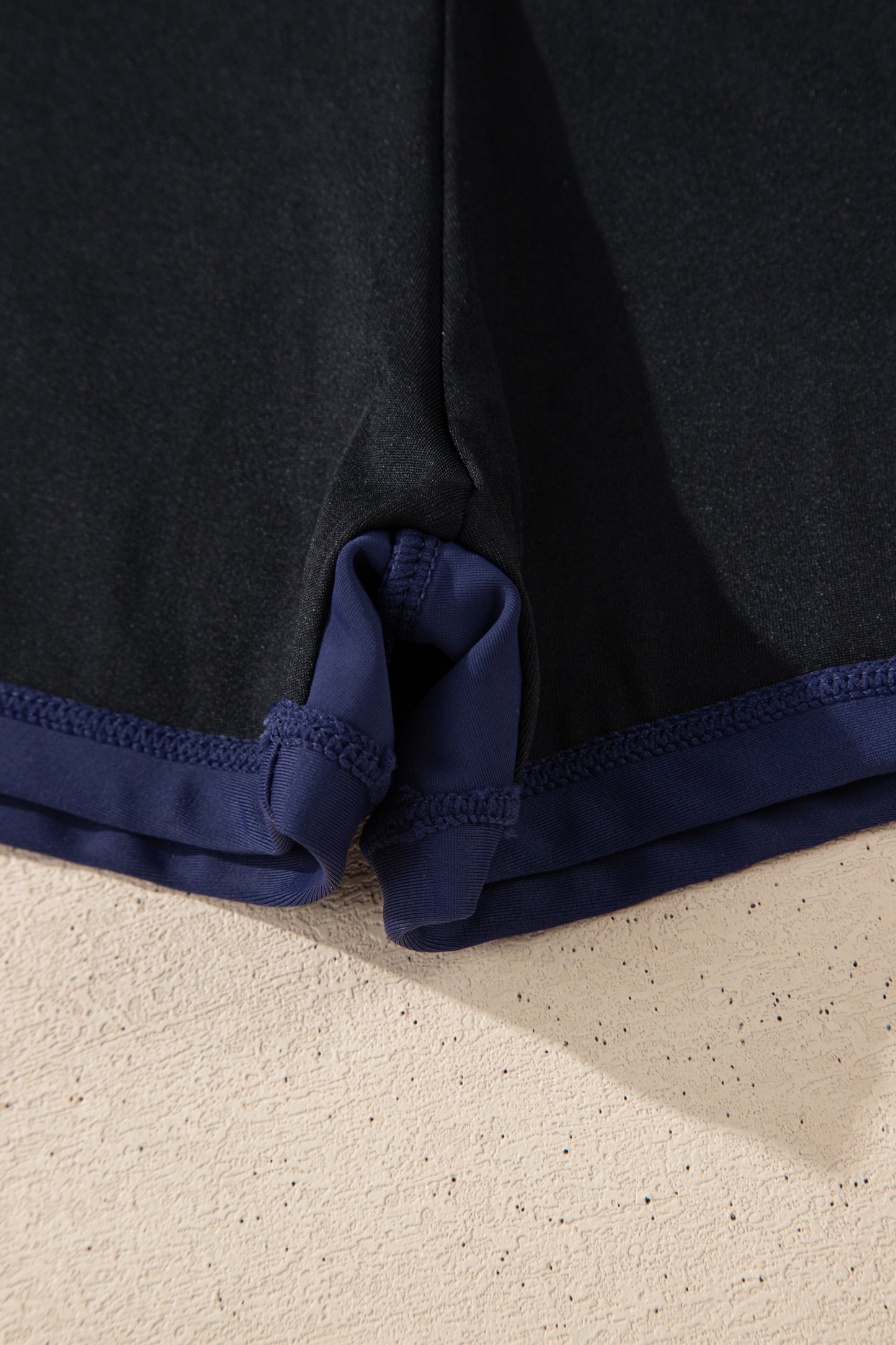 Navy Blue Contrast Edge Ruffled High Waist One Piece Swim Dress