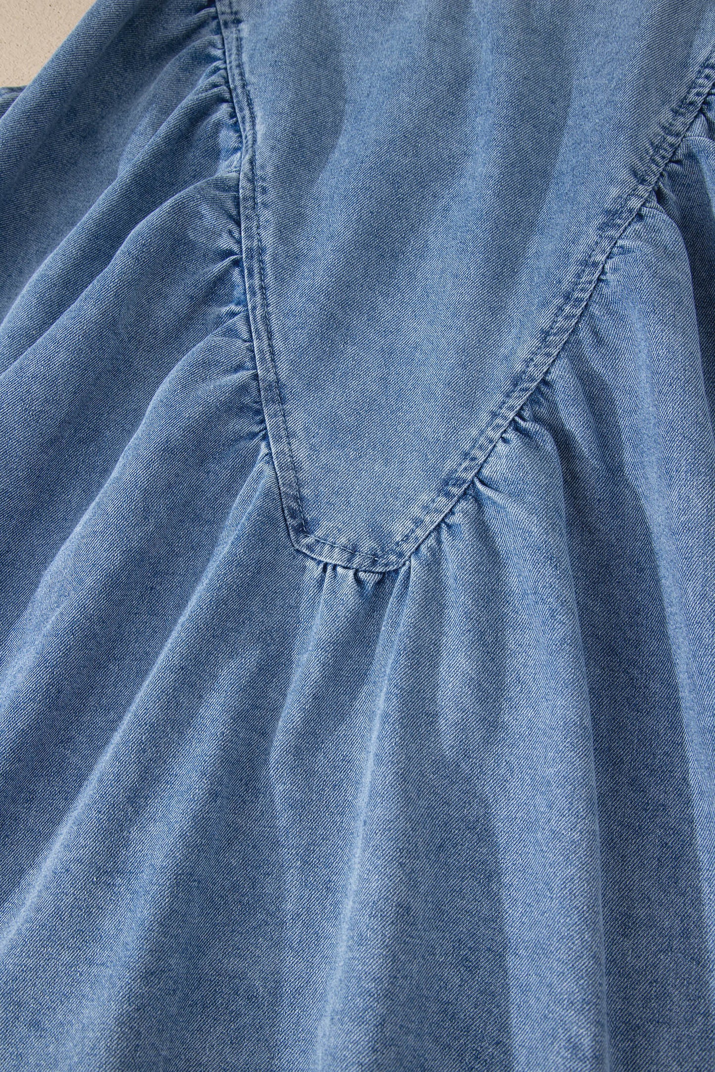 Myosotis Denim Pleated Patchwork Sleeveless Top-Tops/Tank Tops-[Adult]-[Female]-2022 Online Blue Zone Planet