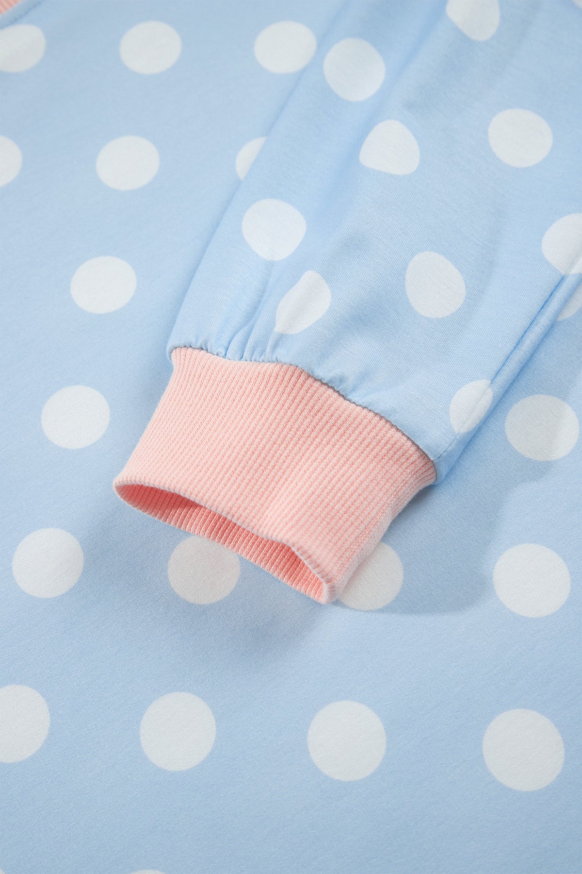 Pink Polka Dot Contrast Trim Long Sleeve Top Drawstring Shift Pants Set-Two Piece Sets/Pant Sets-[Adult]-[Female]-2022 Online Blue Zone Planet