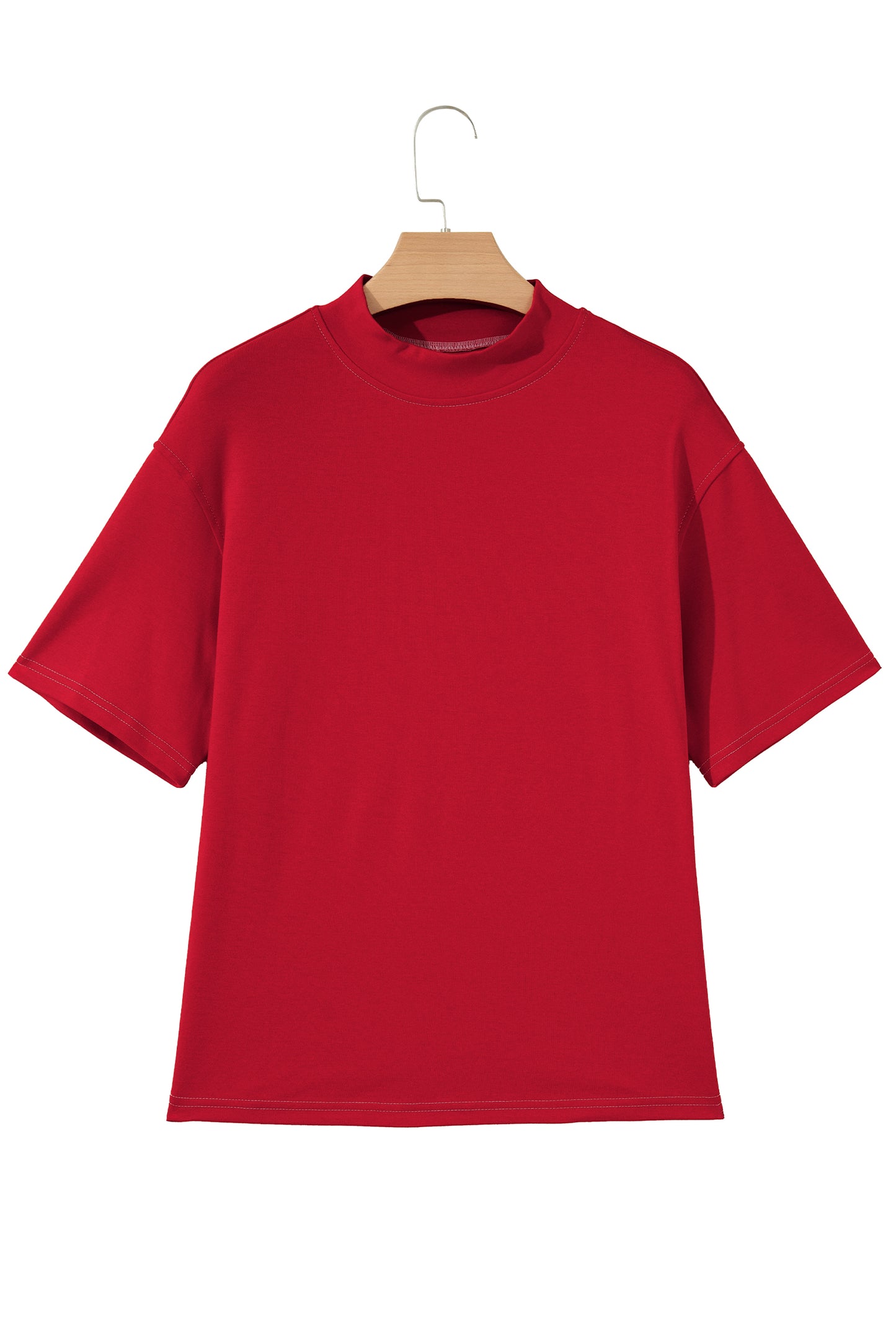 Racing Red Reversible Contrast-Stitched T-Shirt-Tops/Tops & Tees-[Adult]-[Female]-2022 Online Blue Zone Planet