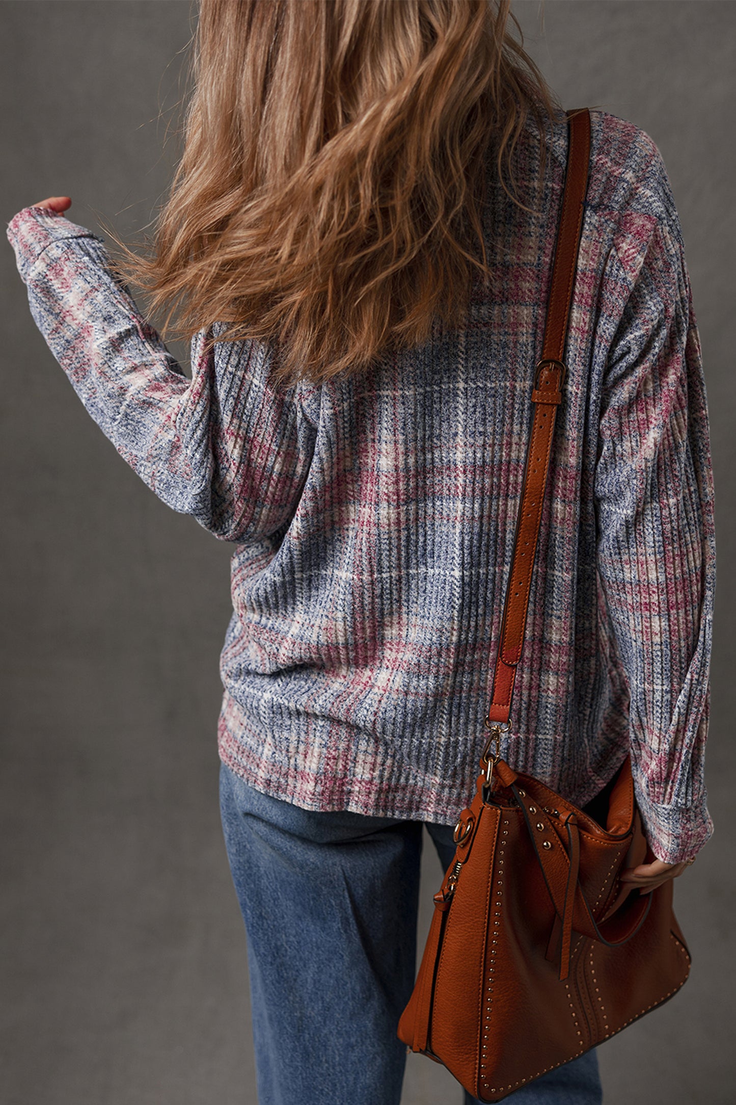 Multicolour Plaid Textured Chest Pocket Vintage Shirt-Tops/Blouses & Shirts-[Adult]-[Female]-2022 Online Blue Zone Planet