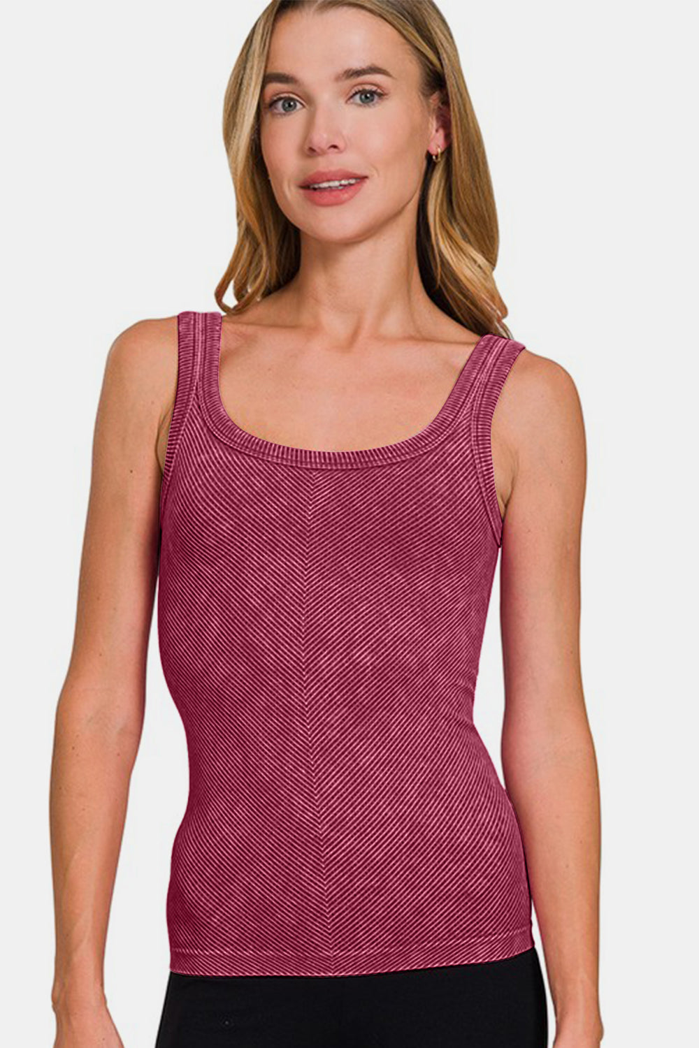 Zenana Ribbed Scoop Neck Tank-TOPS / DRESSES-[Adult]-[Female]-2022 Online Blue Zone Planet