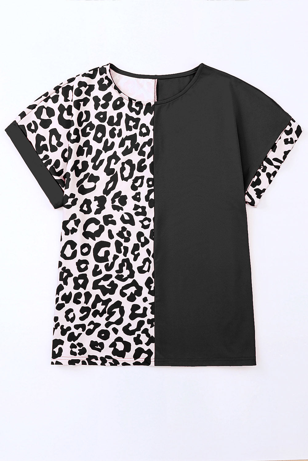 Plus Size Leopard Round Neck T-Shirt-TOPS / DRESSES-[Adult]-[Female]-2022 Online Blue Zone Planet