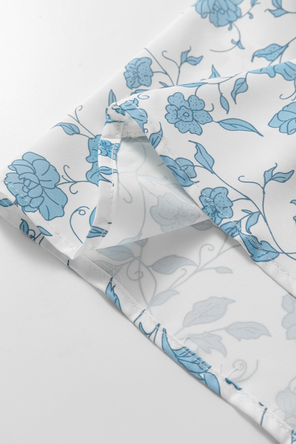Sky Blue Floral Contrast Bow Puff Sleeve Mini Dress-TOPS / DRESSES-[Adult]-[Female]-2022 Online Blue Zone Planet