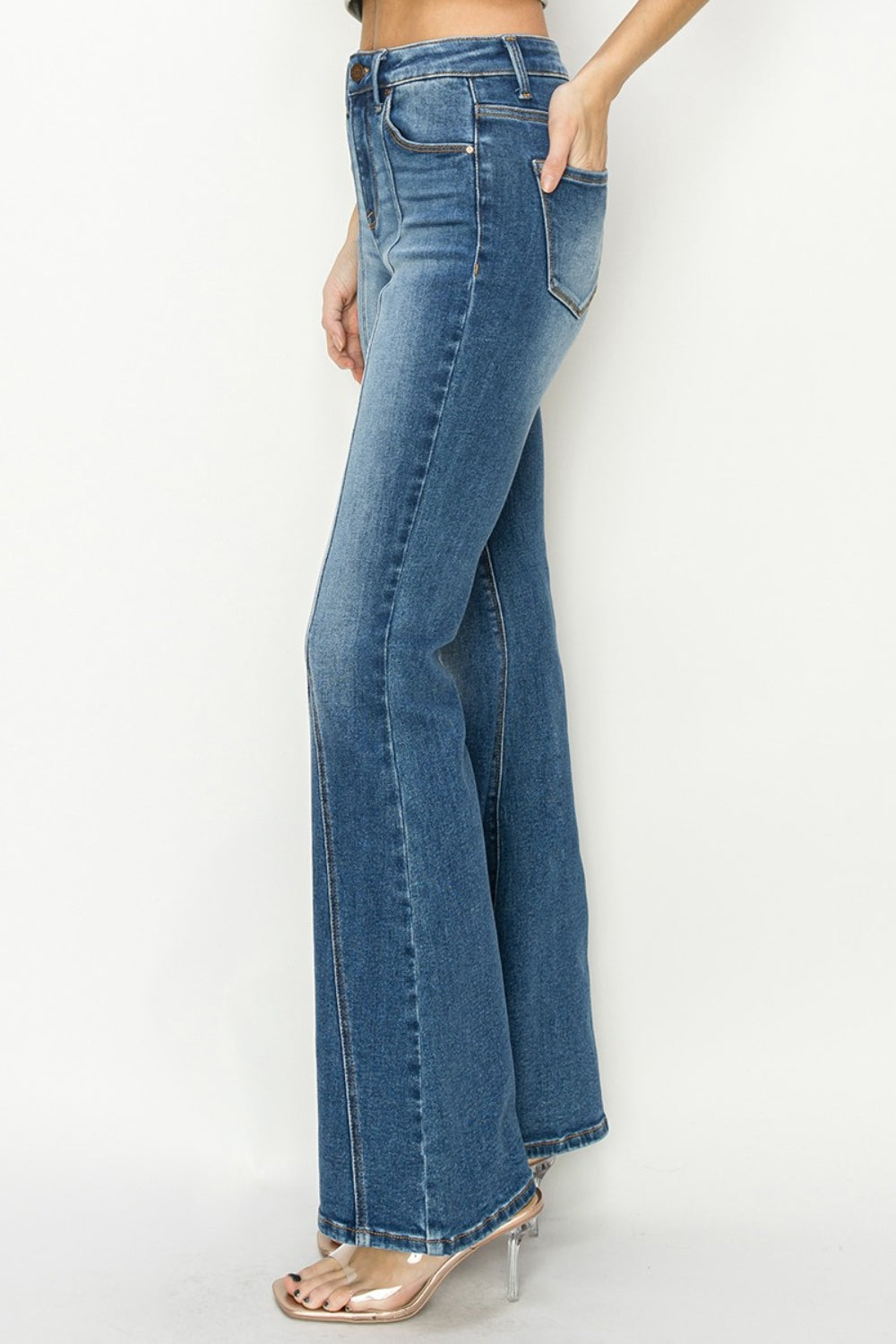 Blue Zone Planet | RISEN Full Size High Rise Front Seam Detailed Flare Jeans-TOPS / DRESSES-[Adult]-[Female]-2022 Online Blue Zone Planet