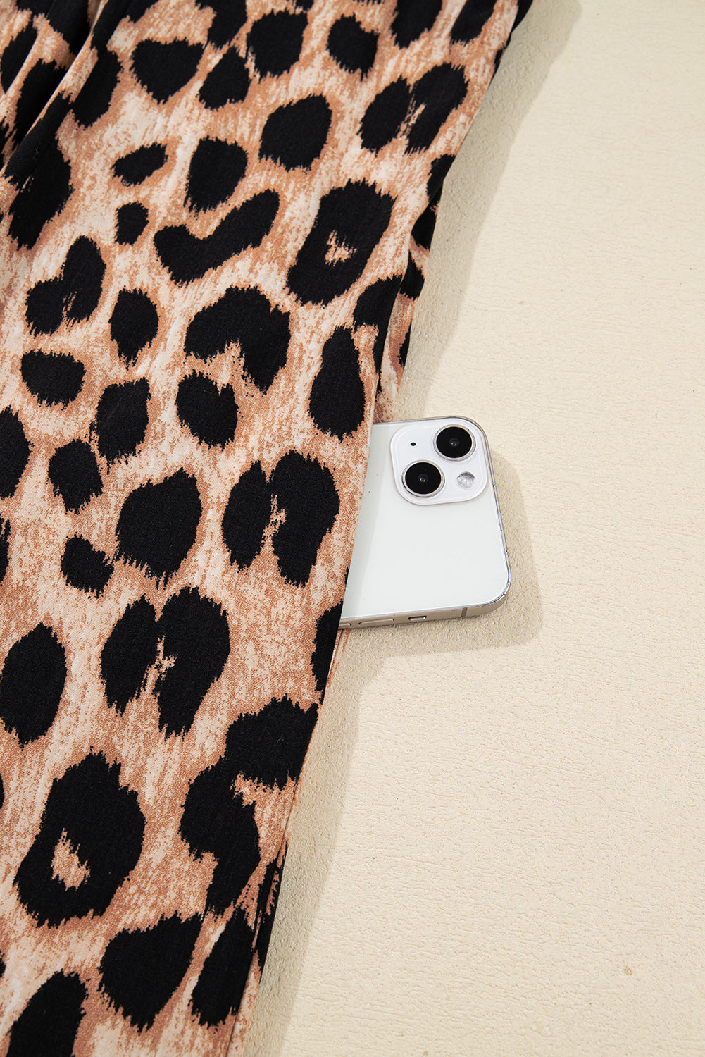 Brown Leopard Print Smocked Detail Flowy Midi Dress-TOPS / DRESSES-[Adult]-[Female]-2022 Online Blue Zone Planet