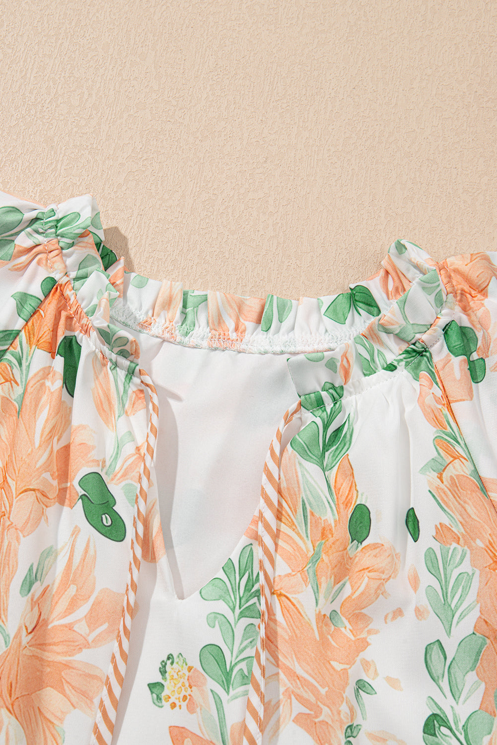 Orange Floral Contrast Edge Layered Short Sleeve Mini Dress-TOPS / DRESSES-[Adult]-[Female]-2022 Online Blue Zone Planet