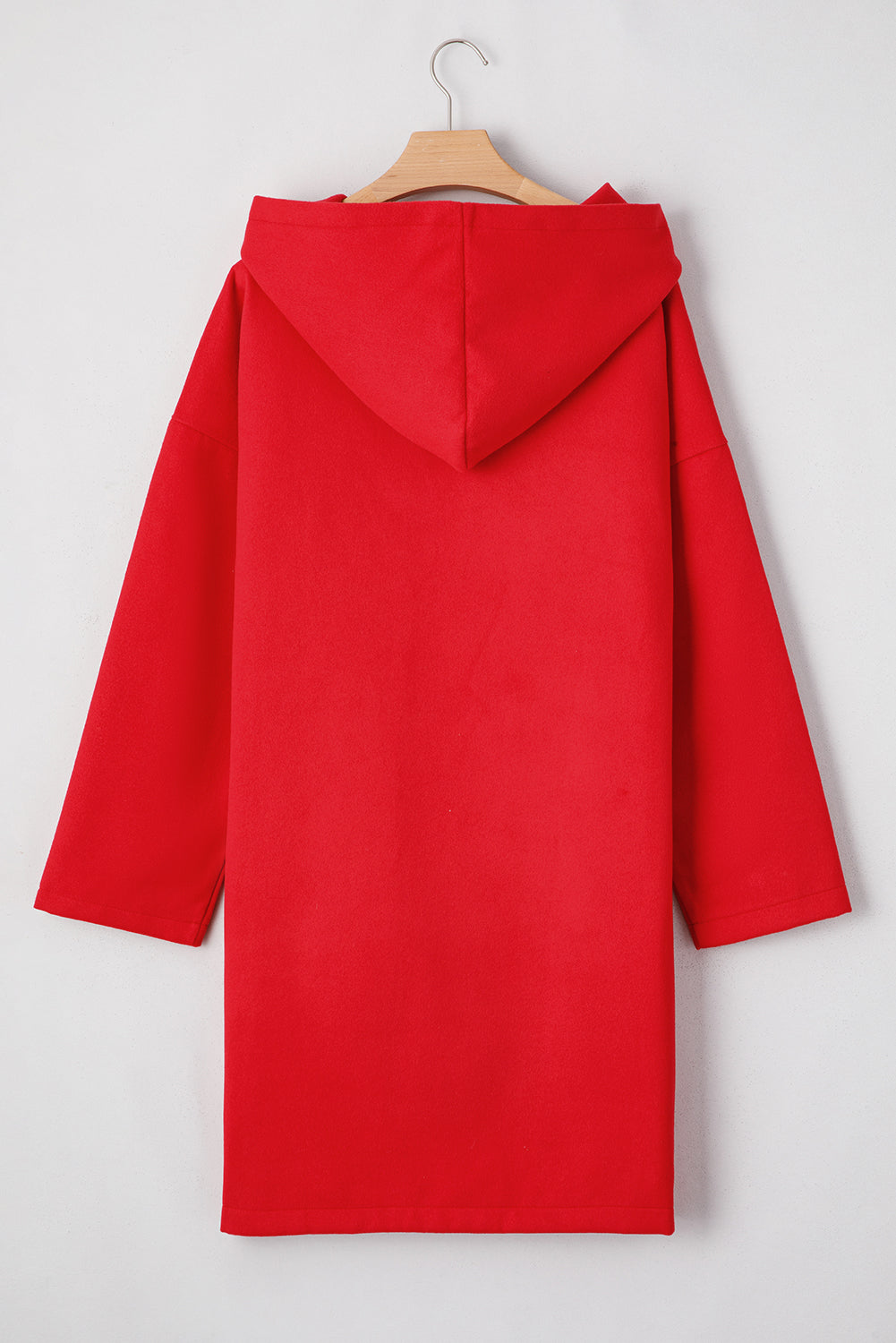 Fiery Red Solid Color Casual Zip up Hooded Coat-Tops / Dresses-[Adult]-[Female]-2022 Online Blue Zone Planet