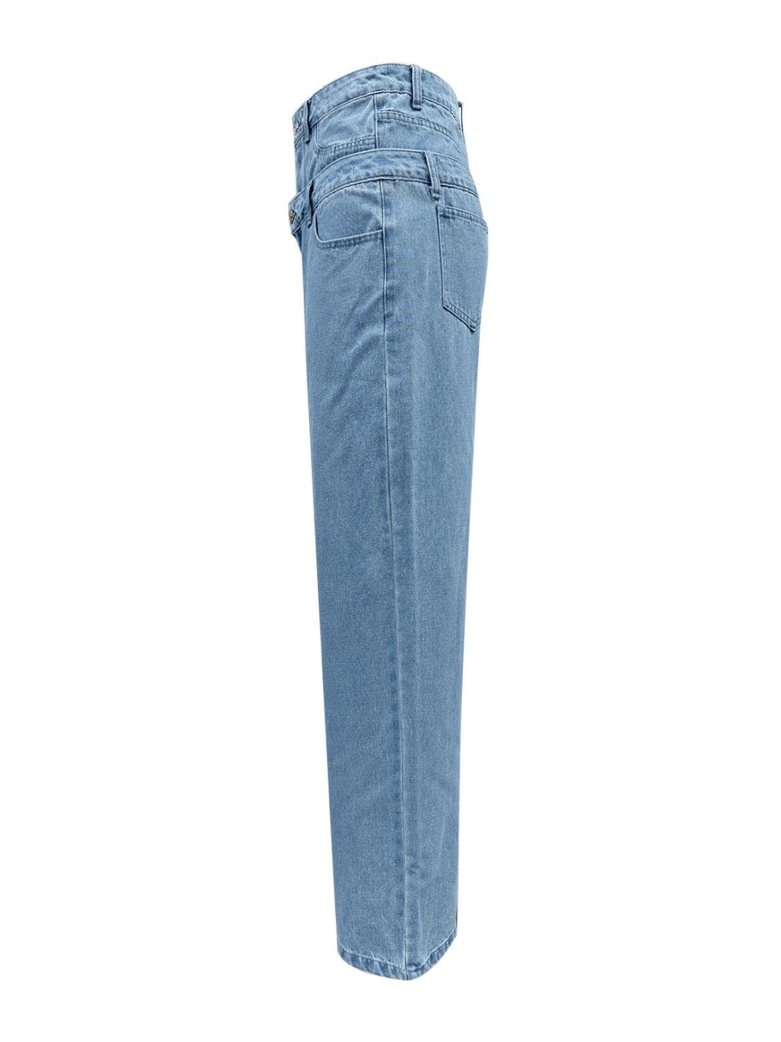 Faux Layered High Waist Jeans-BOTTOMS SIZES SMALL MEDIUM LARGE-[Adult]-[Female]-2022 Online Blue Zone Planet