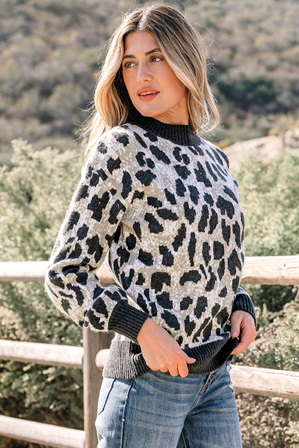 Carbon Grey Leopard Drop Shoulder Baggy Sweater-TOPS / DRESSES-[Adult]-[Female]-2022 Online Blue Zone Planet