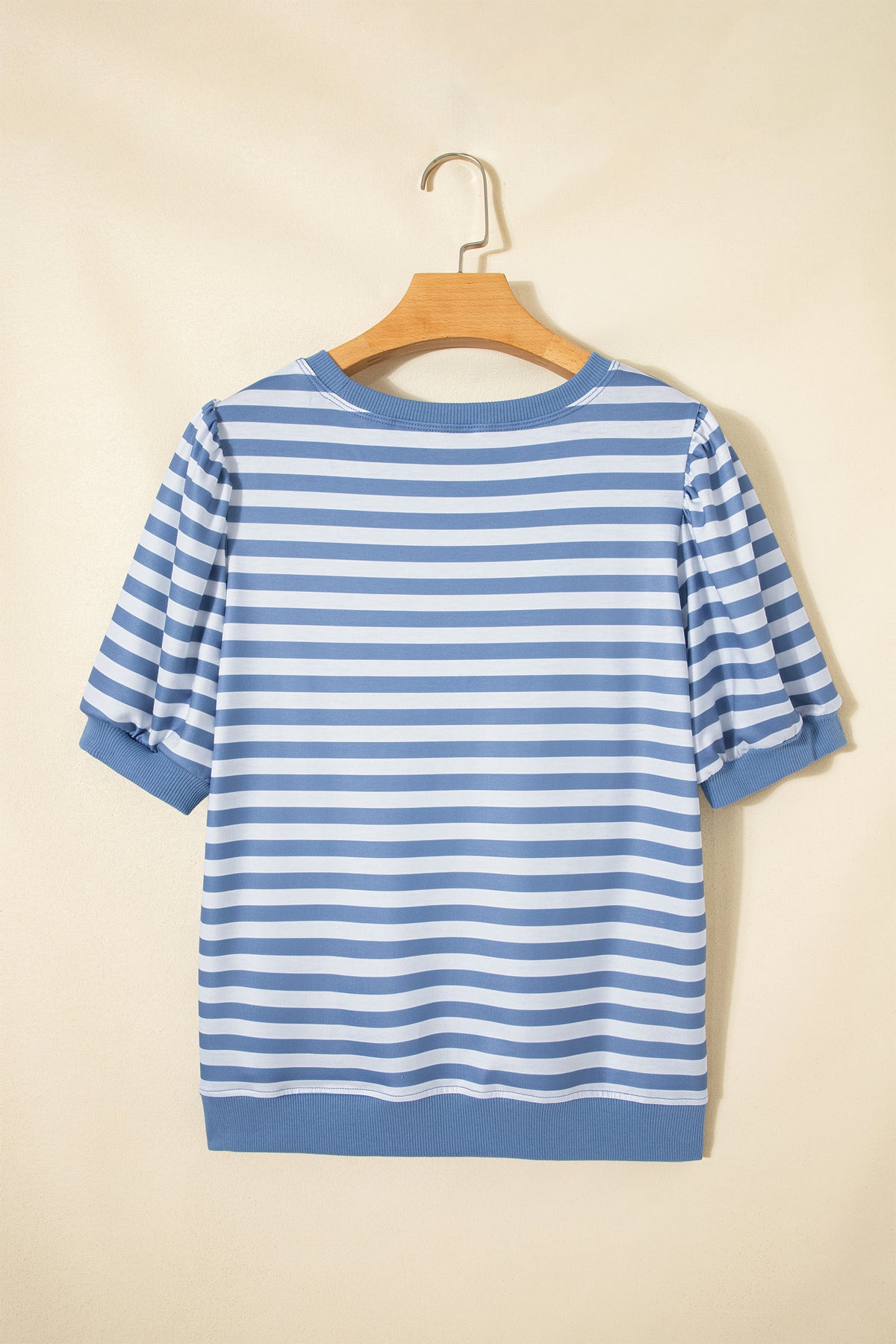 Orange Stripe Short Bubble Sleeve T Shirt-Tops/Tops & Tees-[Adult]-[Female]-2022 Online Blue Zone Planet