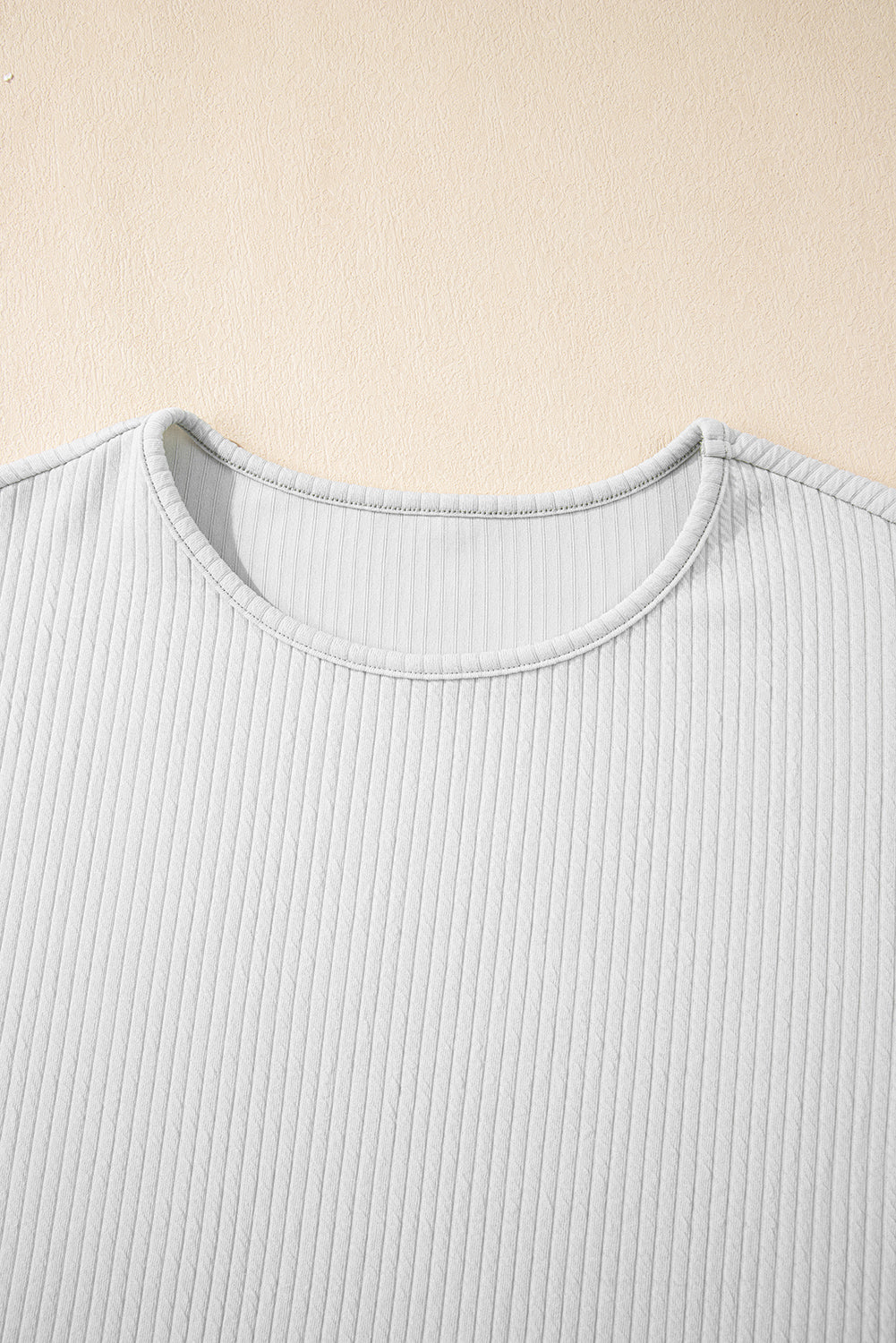 Light Grey Textured Loose T Shirt-Tops/Tops & Tees-[Adult]-[Female]-2022 Online Blue Zone Planet