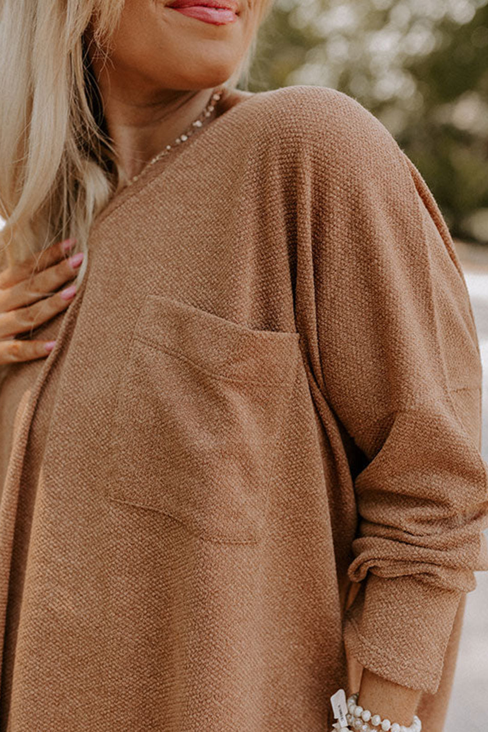 Parchment Plus Size Drop Shoulder Knit Tunic Top-Plus Size/Plus Size Tops/Plus Size Long Sleeve Tops-[Adult]-[Female]-2022 Online Blue Zone Planet