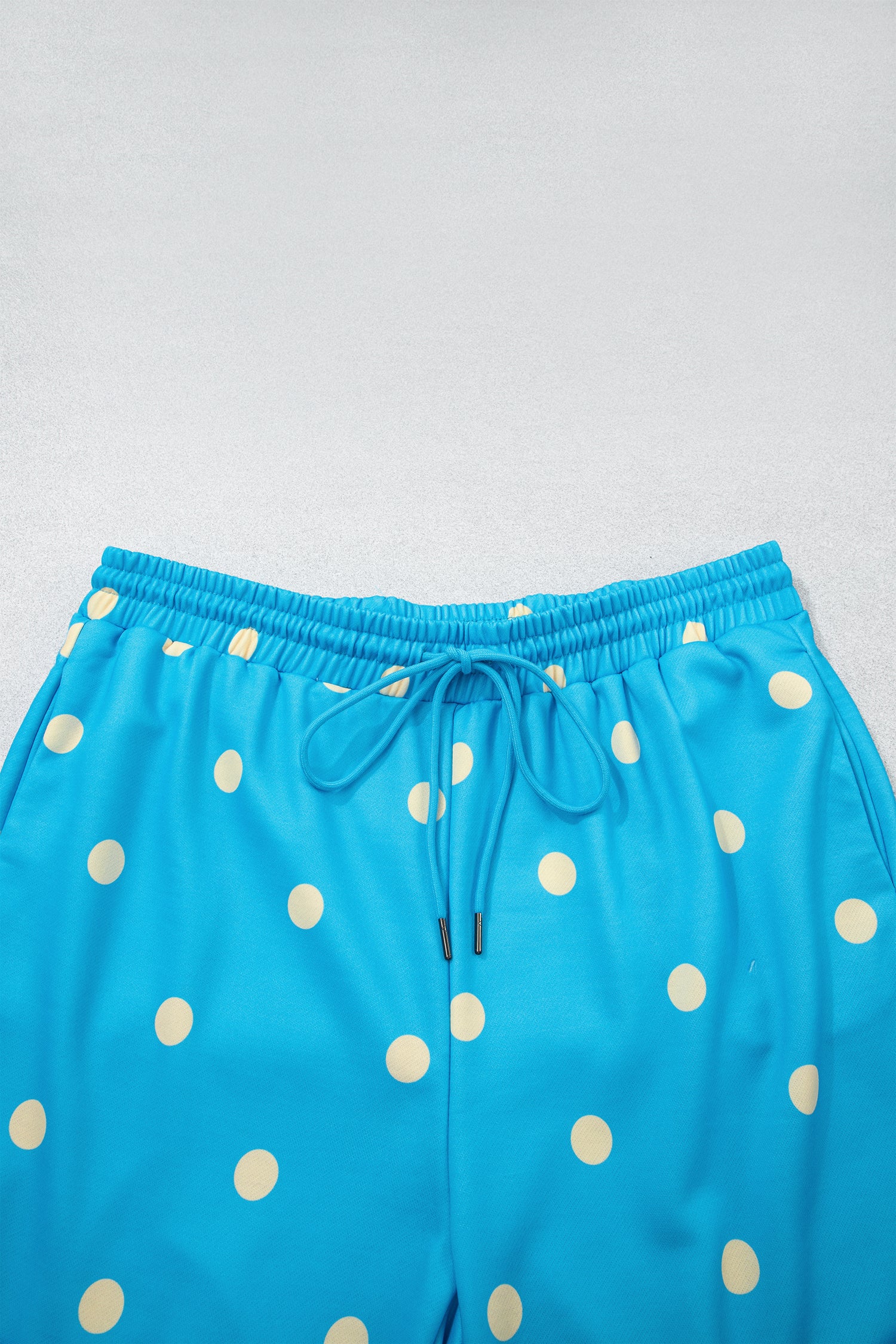 Blue Polka Dot Hooded Drawstring Long Sleeve Plus Size Set-Tops / Dresses-[Adult]-[Female]-2022 Online Blue Zone Planet