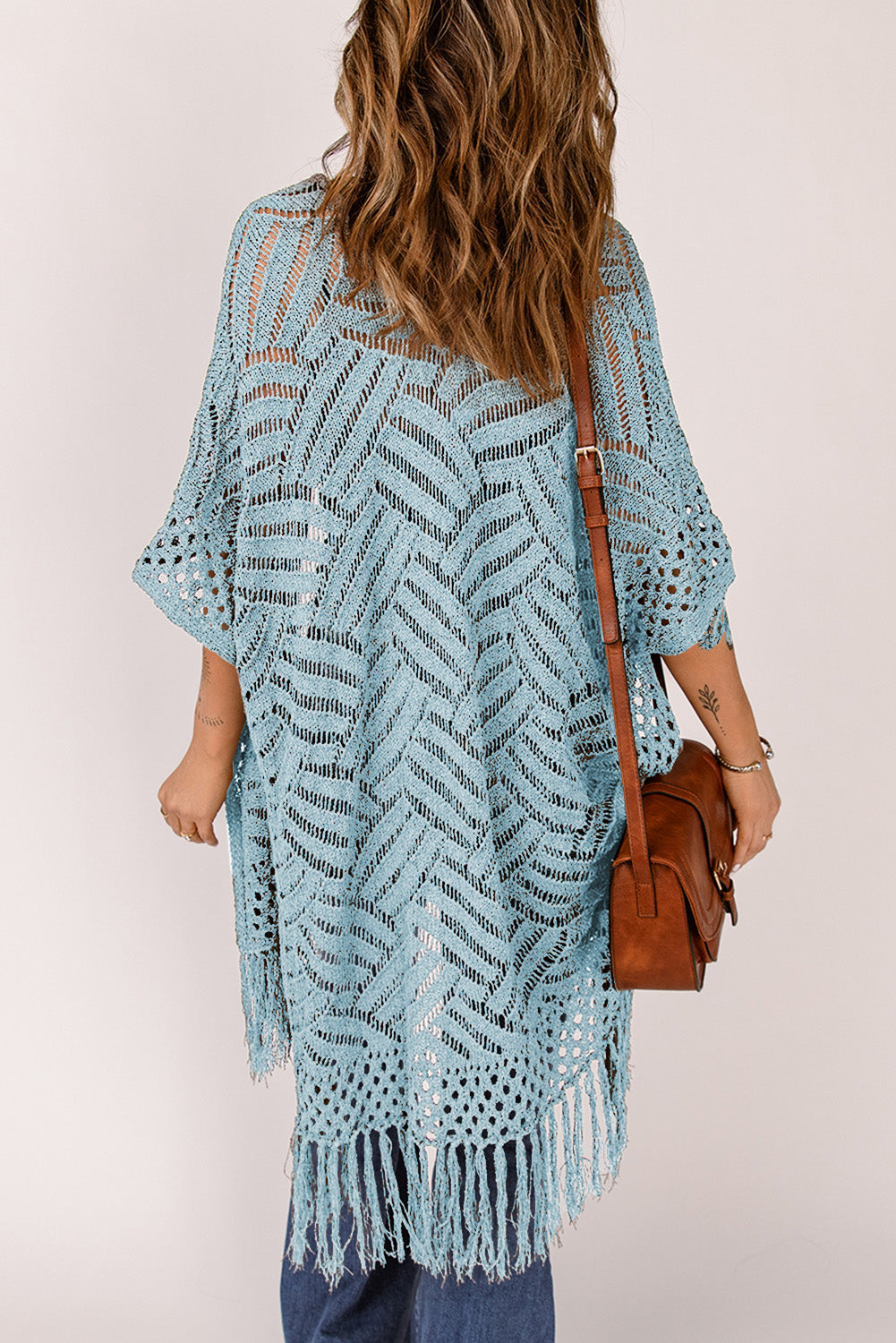 Blue Zone Planet | Openwork Open Front Cardigan with Fringes-TOPS / DRESSES-[Adult]-[Female]-2022 Online Blue Zone Planet