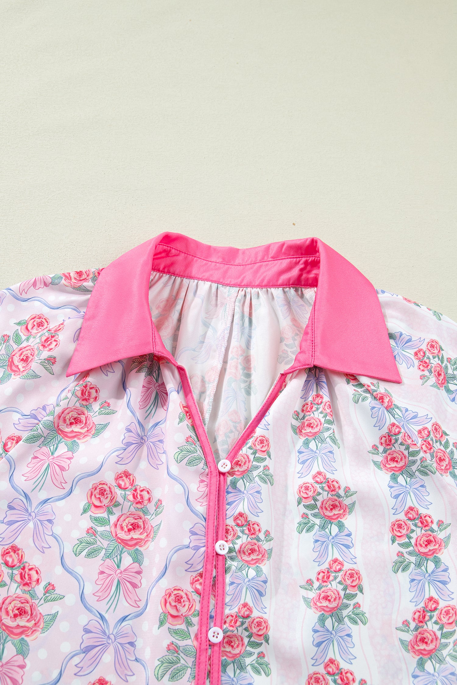 Purple Floral Collared Ruffled Half Sleeve Shirt-Tops/Blouses & Shirts-[Adult]-[Female]-2022 Online Blue Zone Planet