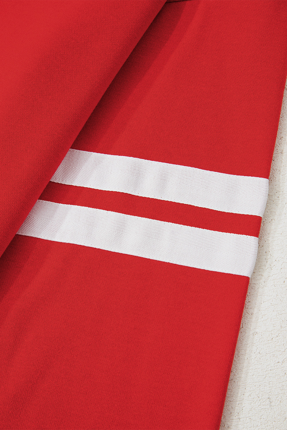 Fiery Red Varsity Striped Detail Drop Shoulder Oversized Sweatshirt-Tops/Sweatshirts & Hoodies-[Adult]-[Female]-2022 Online Blue Zone Planet