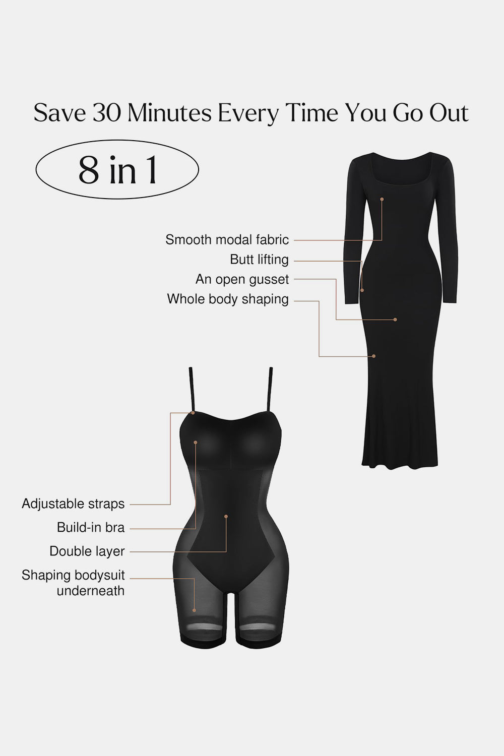 Basic Bae Built-In Shapewear Square Neck Long Sleeve Maxi Dress-TOPS / DRESSES-[Adult]-[Female]-2022 Online Blue Zone Planet