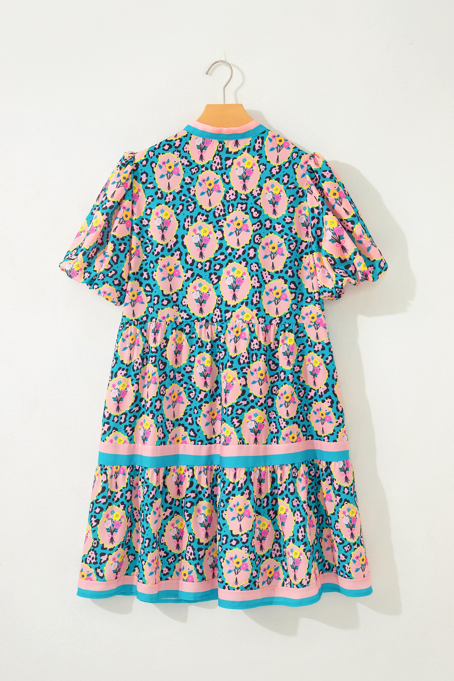 Green Leopard Floral Short Dress-TOPS / DRESSES-[Adult]-[Female]-2022 Online Blue Zone Planet