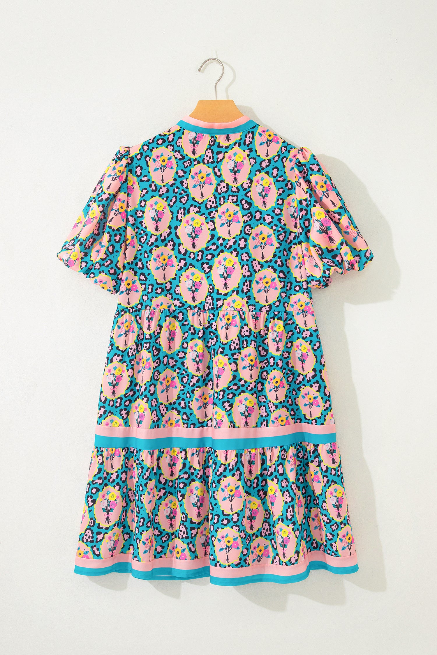 Green Leopard Floral Short Dress-TOPS / DRESSES-[Adult]-[Female]-2022 Online Blue Zone Planet
