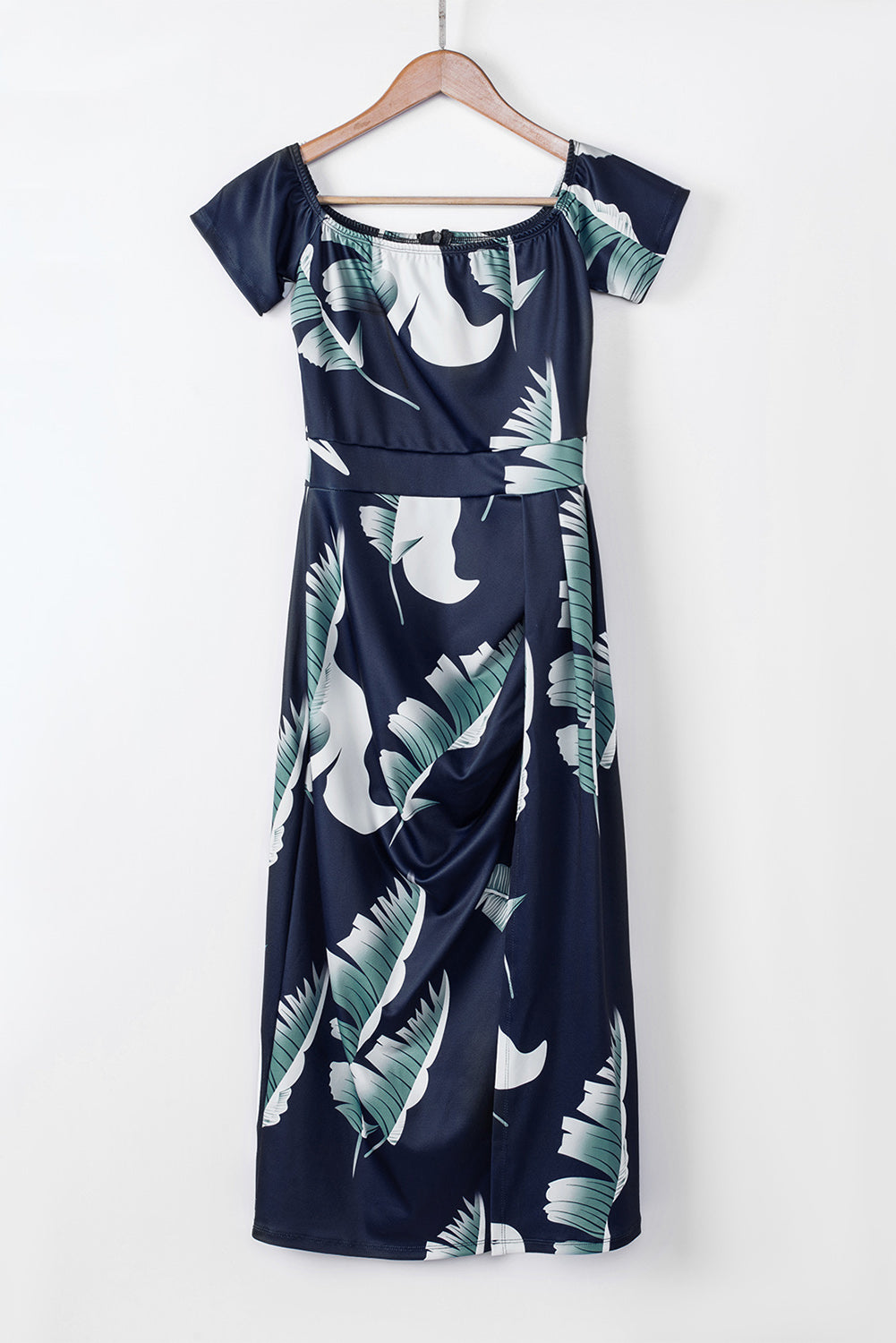 Slit Printed Off-Shoulder Midi Dress-TOPS / DRESSES-[Adult]-[Female]-2022 Online Blue Zone Planet