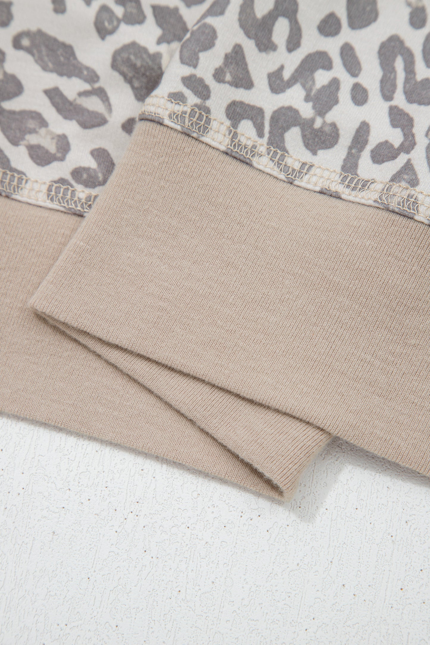 Brown Leopard Print Patchwork Crew Neck Sweatshirt-Tops/Sweatshirts & Hoodies-[Adult]-[Female]-2022 Online Blue Zone Planet