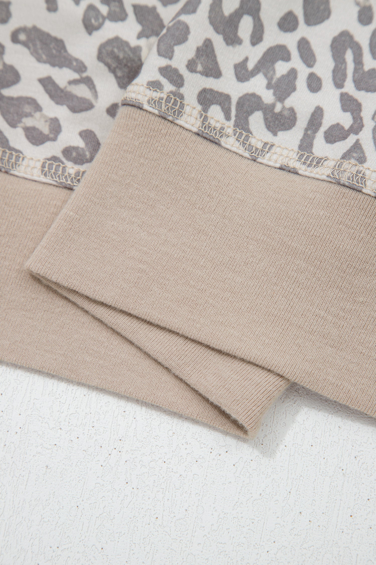 Brown Leopard Print Patchwork Crew Neck Sweatshirt-Tops/Sweatshirts & Hoodies-[Adult]-[Female]-2022 Online Blue Zone Planet