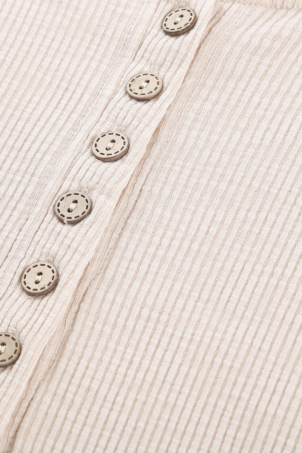 Beige Crochet Lace Hem Sleeve Button Top-Tops/Long Sleeve Tops-[Adult]-[Female]-2022 Online Blue Zone Planet