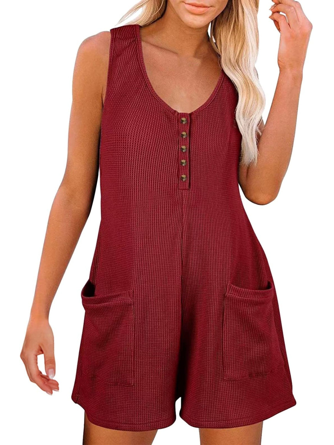 Blue Zone Planet | Full Size Pocketed Scoop Neck Sleeveless Romper-TOPS / DRESSES-[Adult]-[Female]-2022 Online Blue Zone Planet