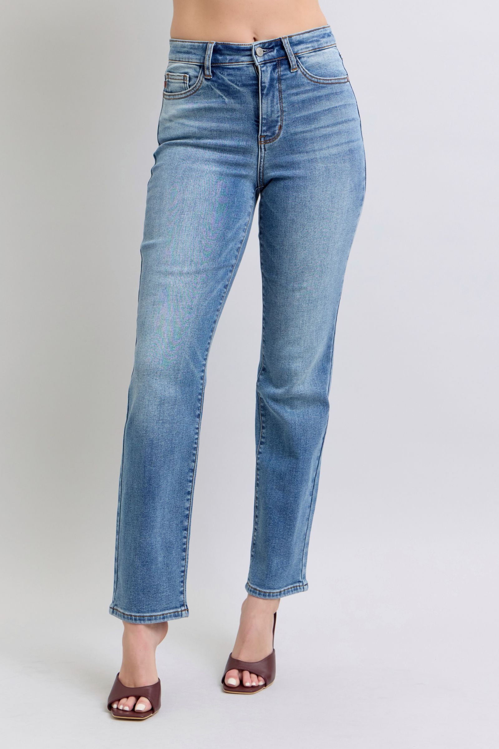 Judy Blue Full Size Wash Thermal Straight Jeans with Pockets-BOTTOMS SIZES SMALL MEDIUM LARGE-[Adult]-[Female]-Medium-0(24)-2022 Online Blue Zone Planet