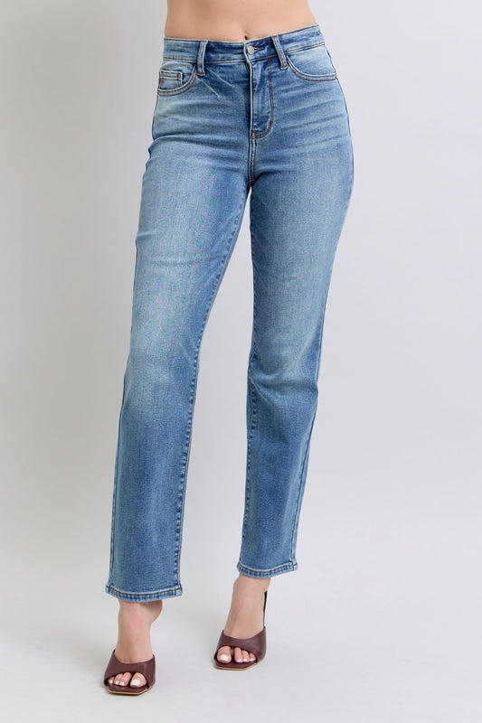 Judy Blue Full Size Wash Thermal Straight Jeans with Pockets-BOTTOMS SIZES SMALL MEDIUM LARGE-[Adult]-[Female]-Medium-0(24)-2022 Online Blue Zone Planet