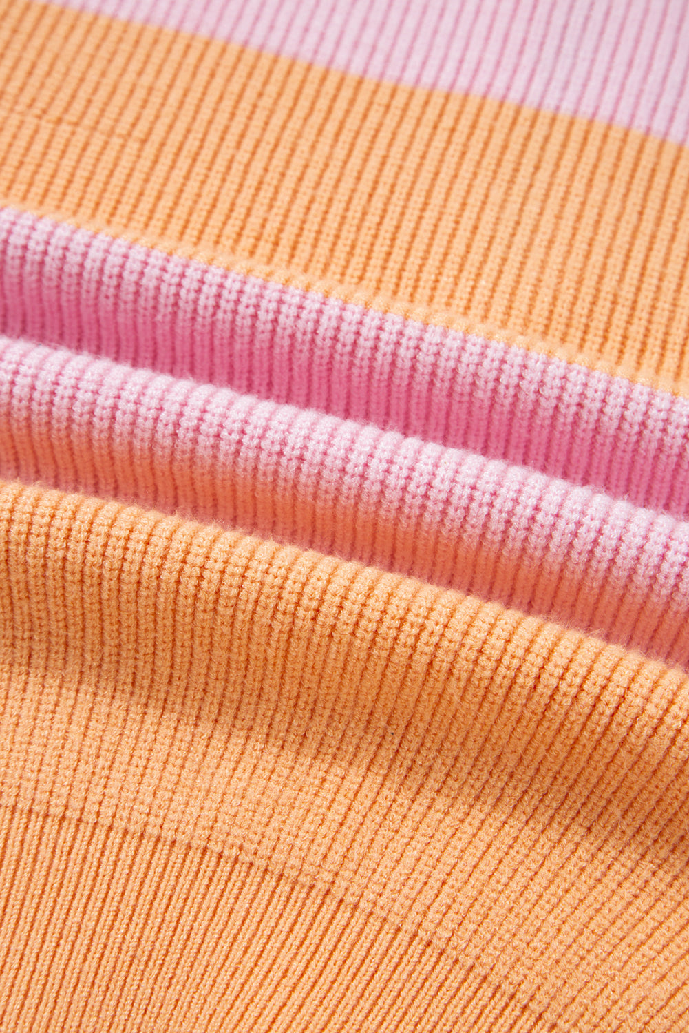 Orange Stripe Colorblock Half Zip Oversize Sweater-Sweaters & Cardigans/Sweaters-[Adult]-[Female]-2022 Online Blue Zone Planet
